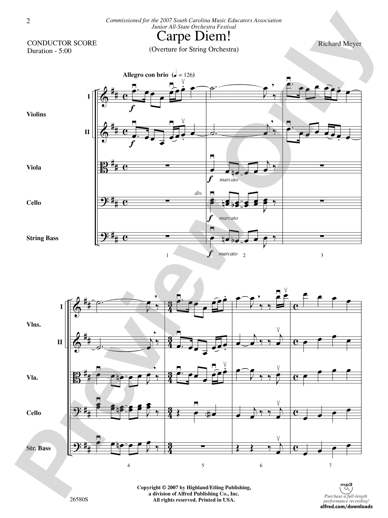 Carpe Diem!: String Orchestra Conductor Score & Parts