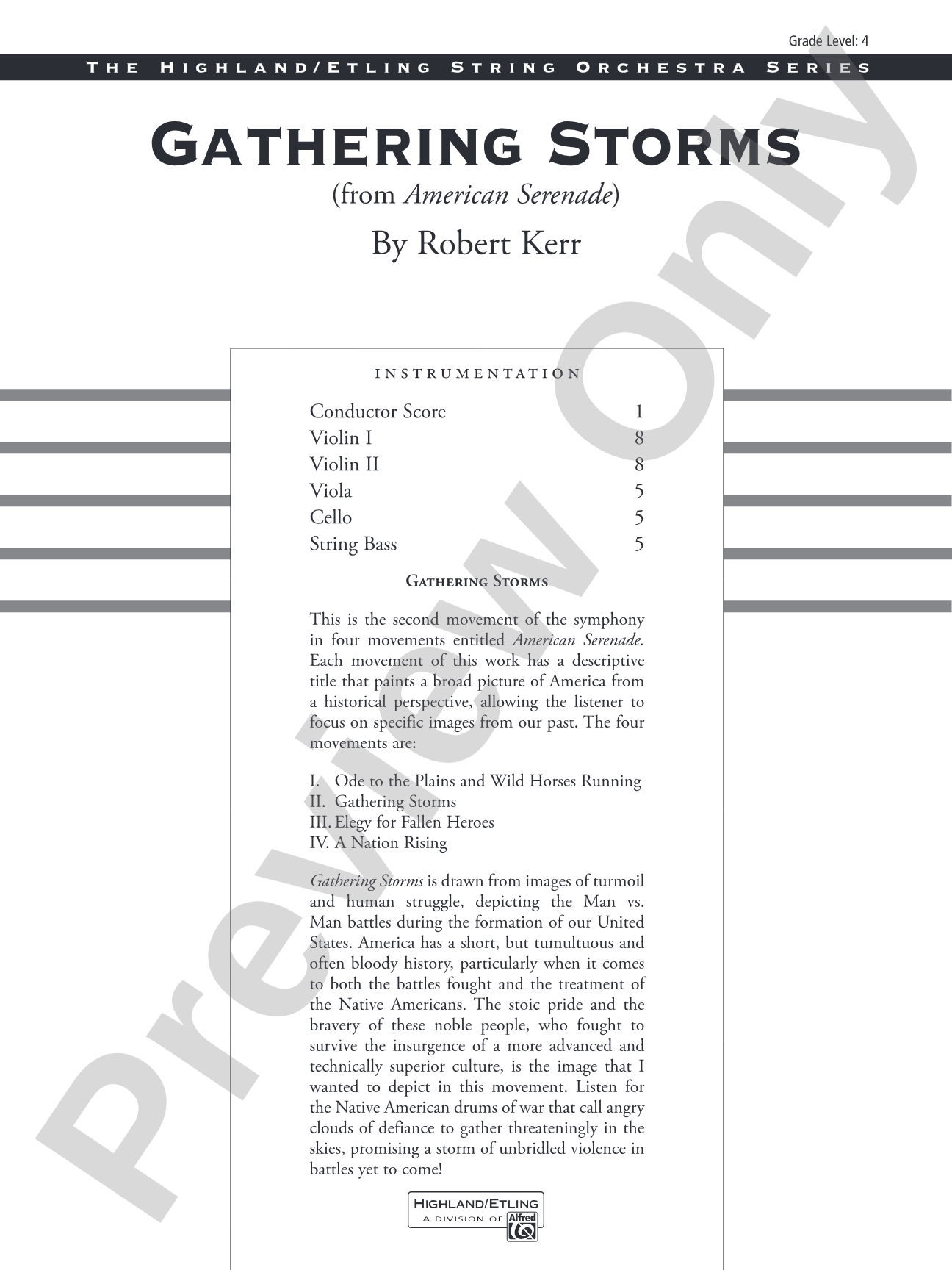 Gathering Storms (Movement 2 from American Serenade Symphony): String Orchestra Conductor Score & Parts
