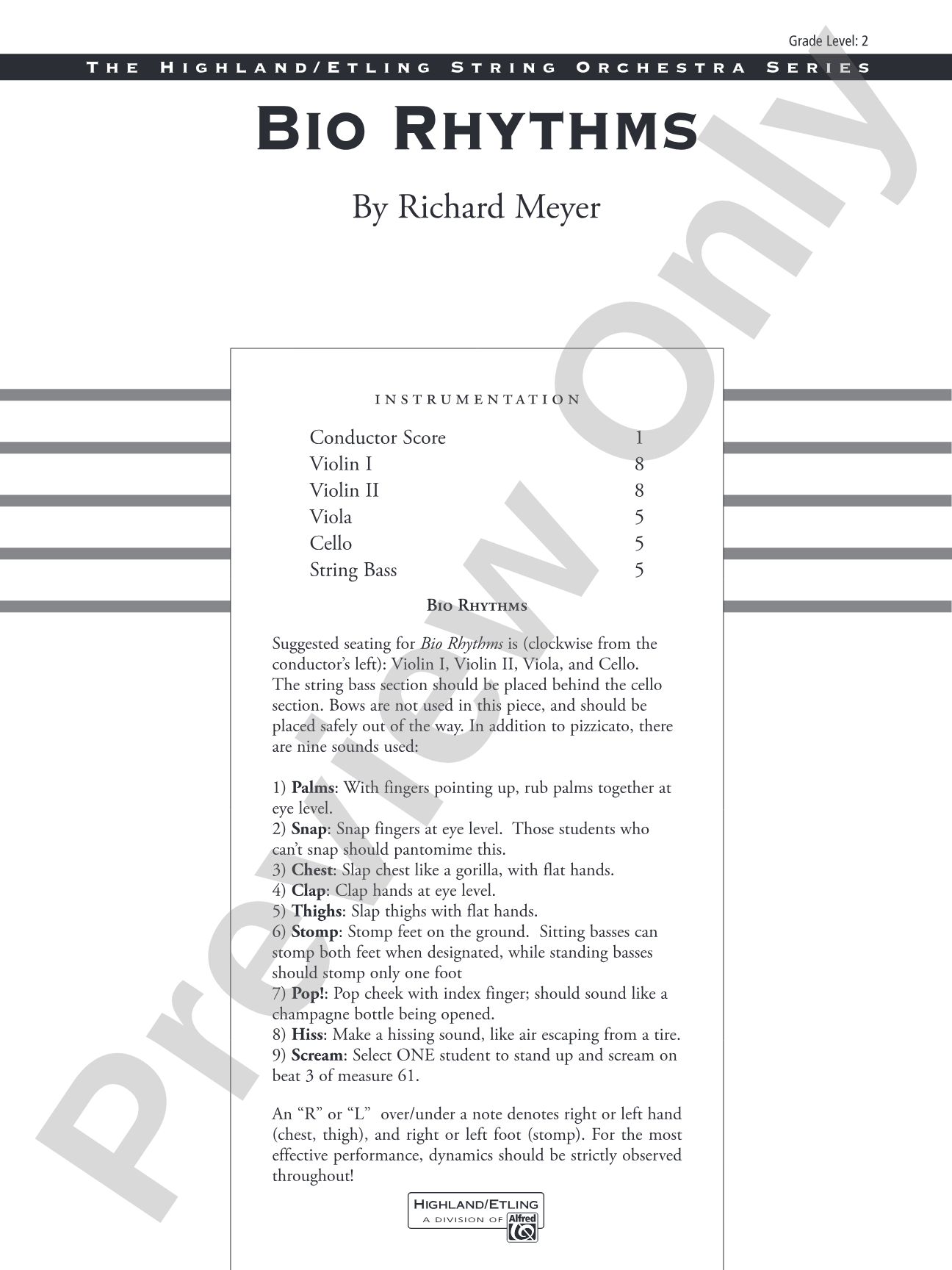 Bio Rhythms: String Orchestra Conductor Score & Parts