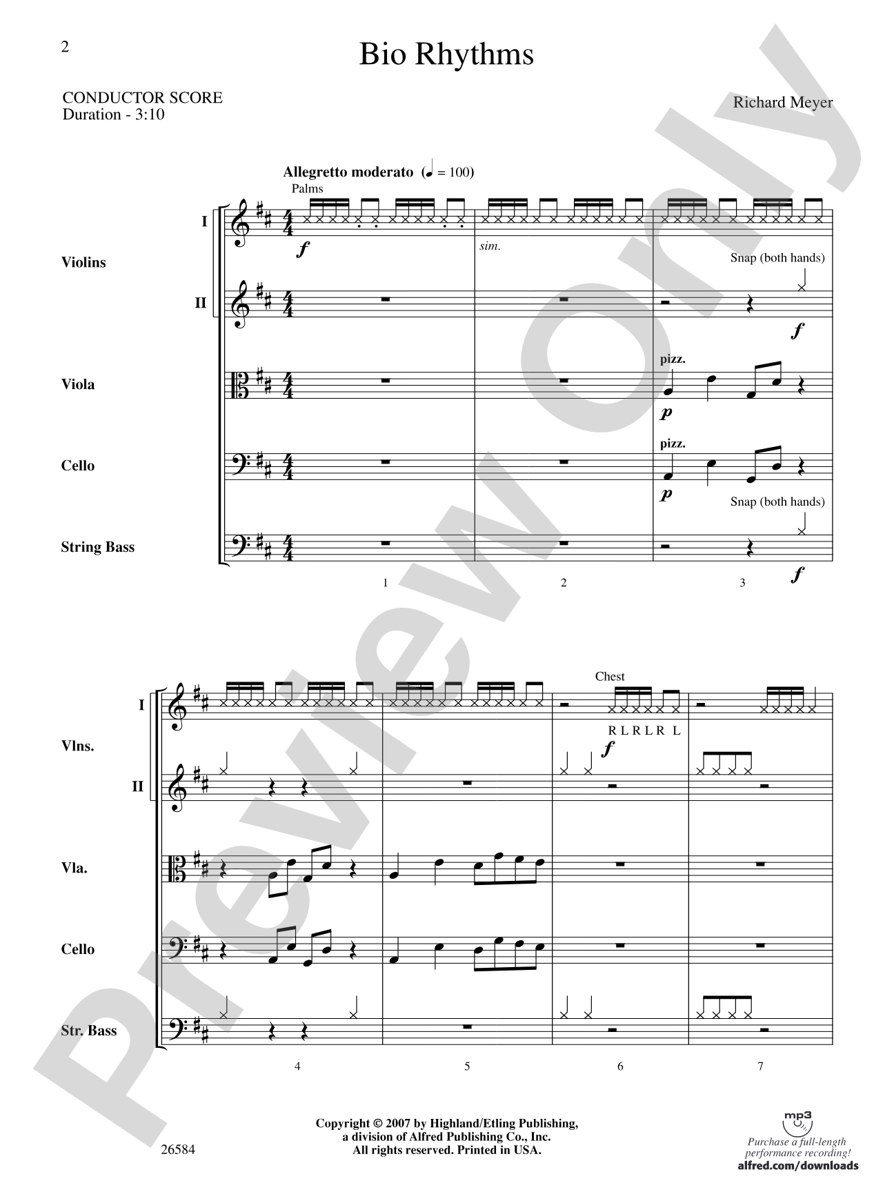 Bio Rhythms: String Orchestra Conductor Score & Parts
