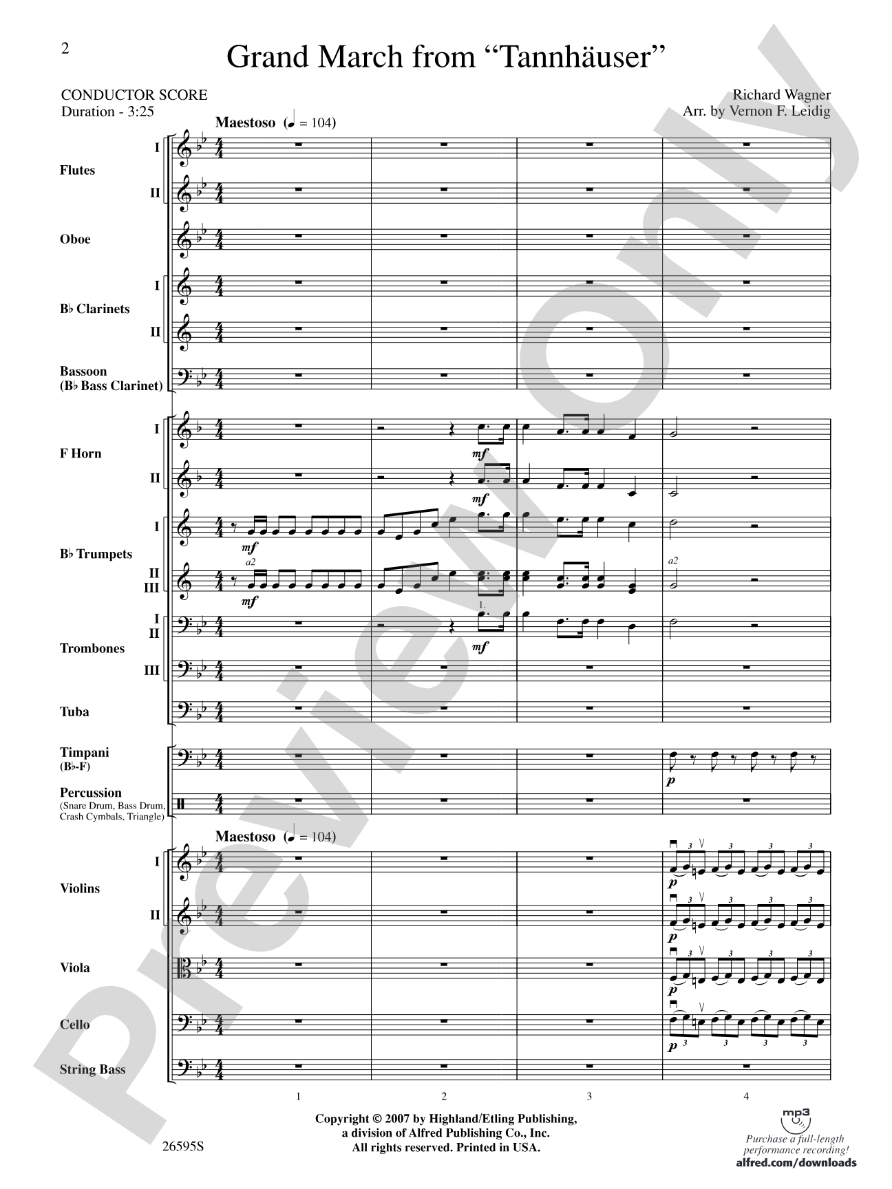 Grand March from Tannhäuser: Full Orchestra Conductor Score & Parts