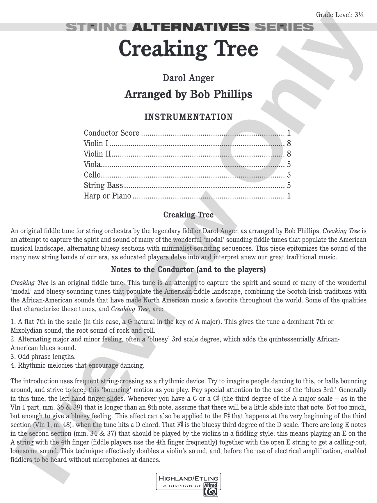 Creaking Tree: String Orchestra Conductor Score & Parts