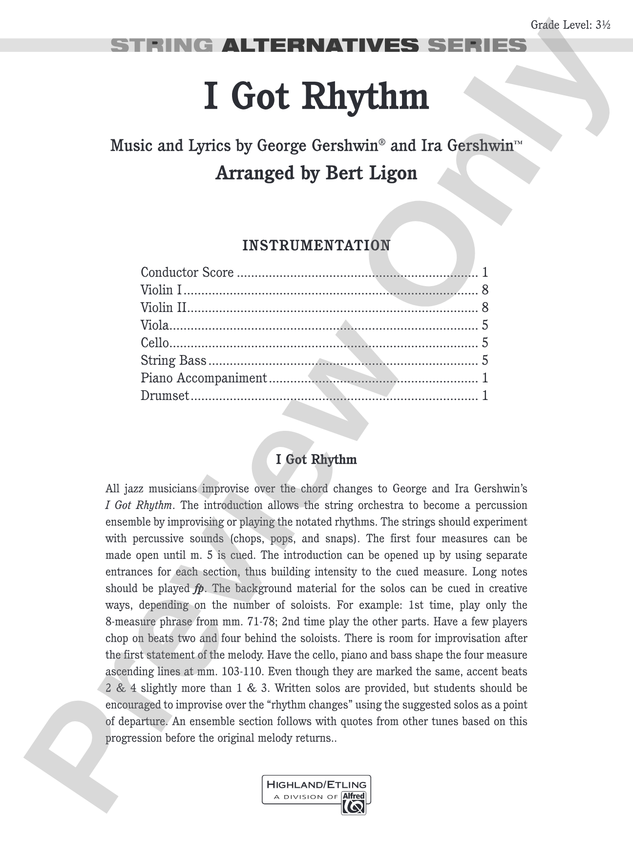 I Got Rhythm: String Orchestra Conductor Score & Parts