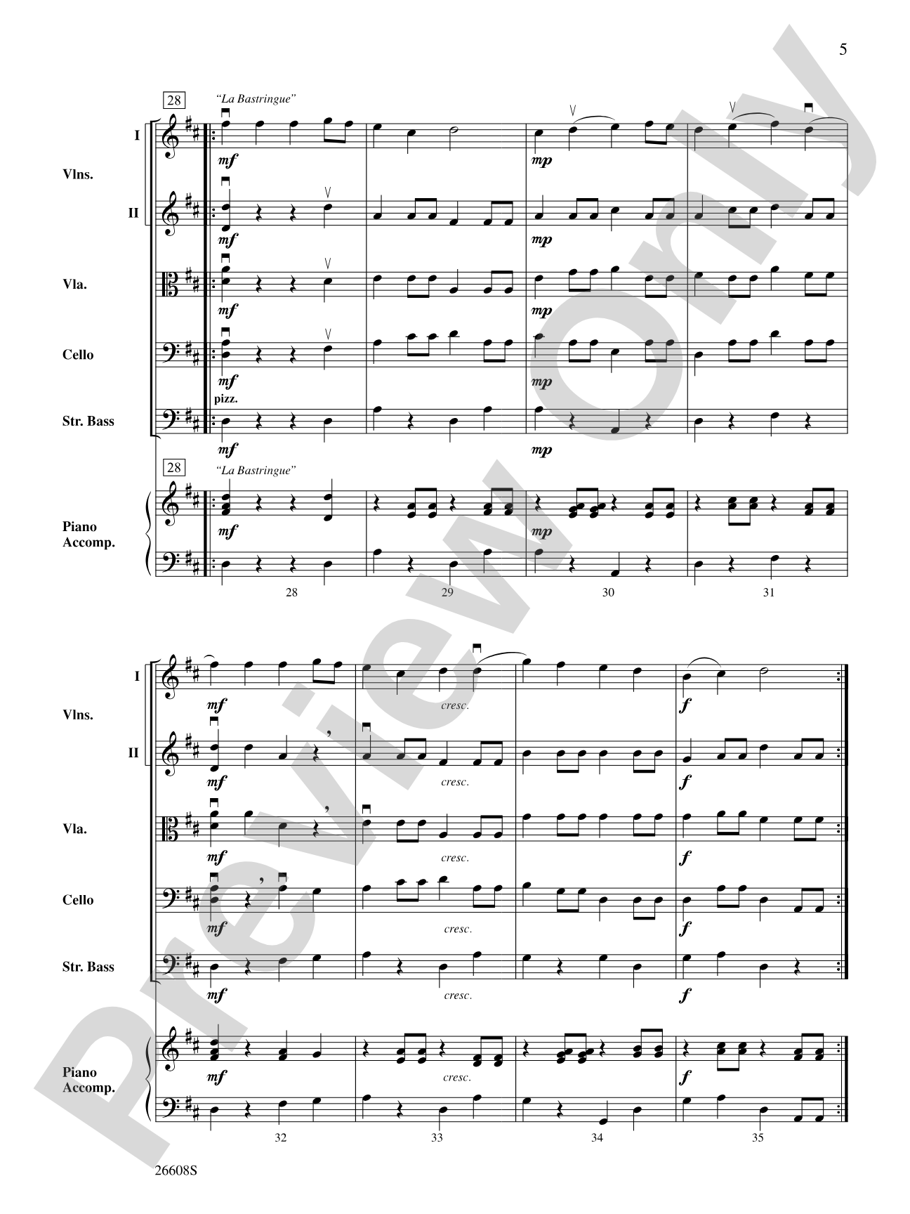 Les Québécois: String Orchestra Conductor Score & Parts