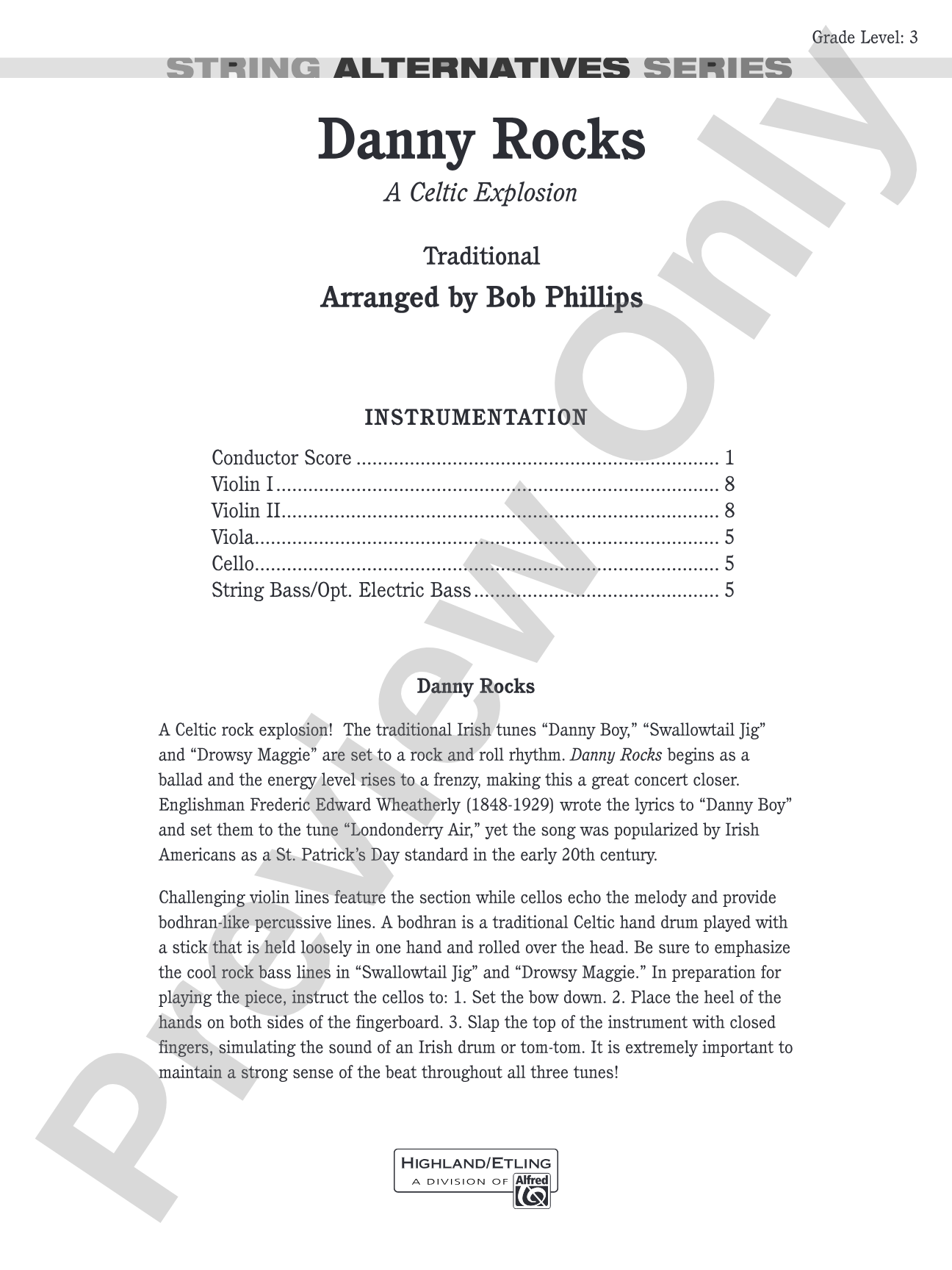 Danny Rocks: String Orchestra Conductor Score & Parts