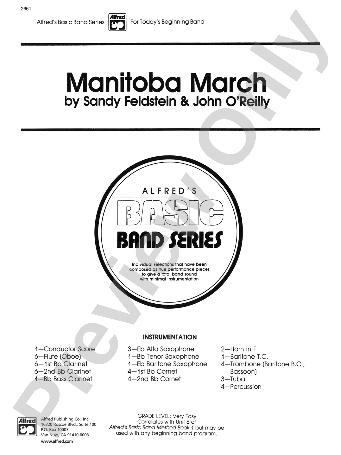 Manitoba March: Concert Band Conductor Score & Parts