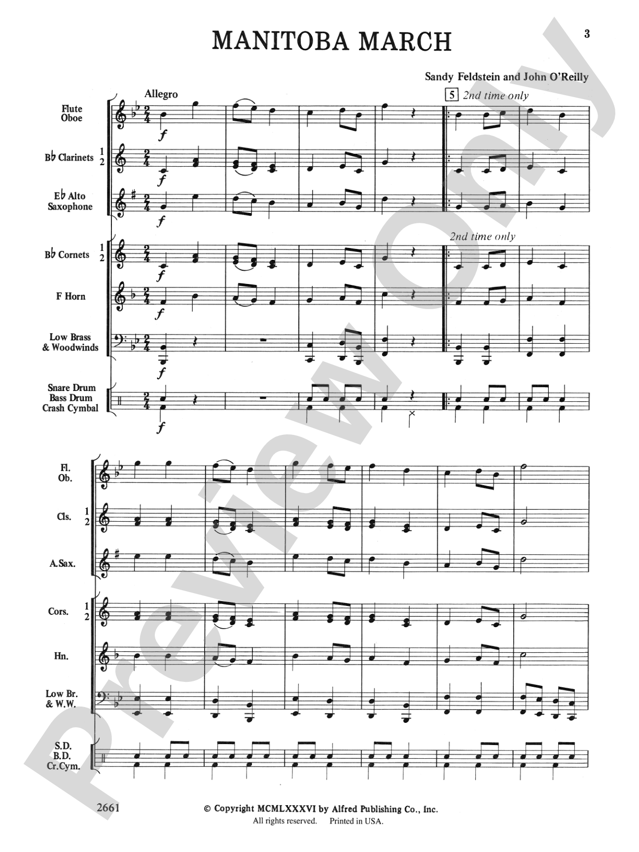 Manitoba March: Concert Band Conductor Score & Parts