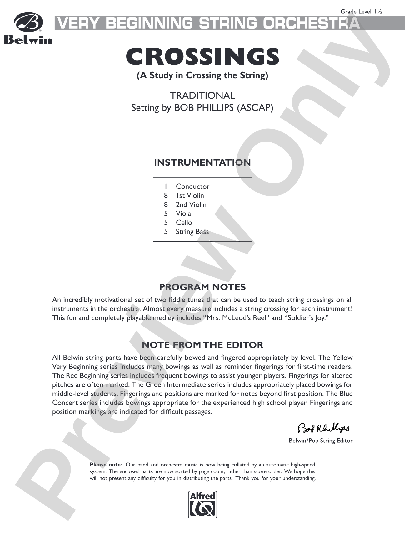 Crossings: String Orchestra Conductor Score & Parts