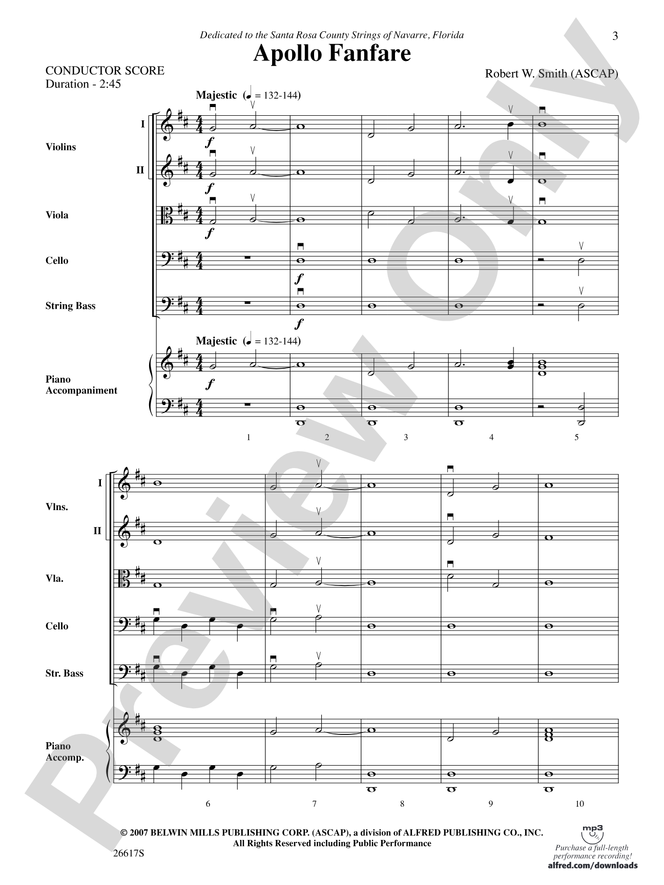Apollo Fanfare: String Orchestra Conductor Score & Parts