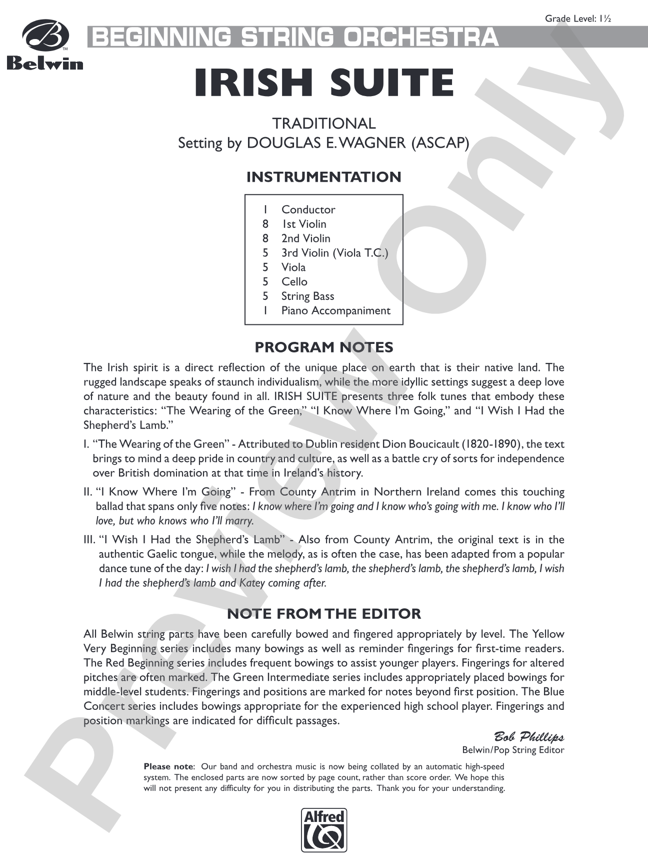 Irish Suite: String Orchestra Conductor Score & Parts