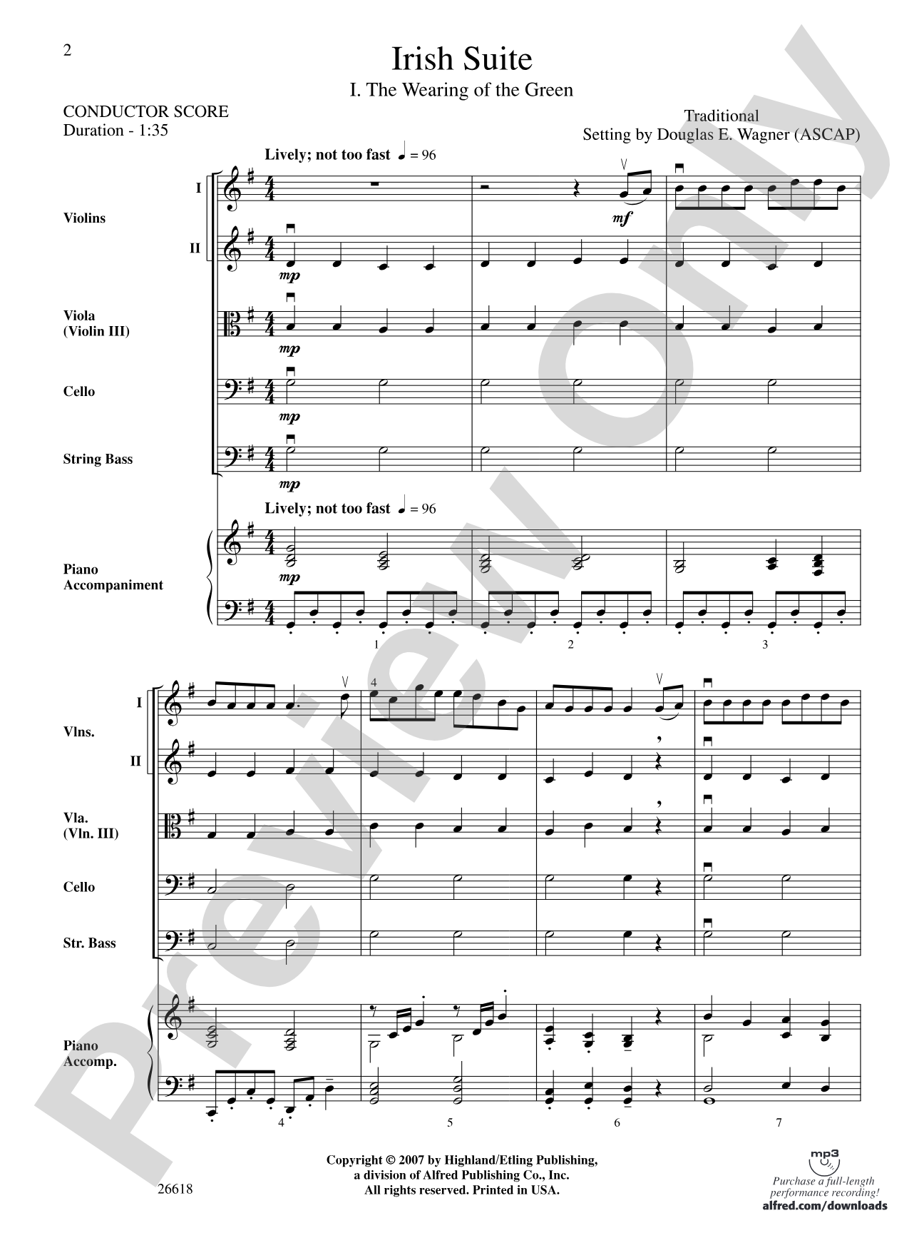 Irish Suite: String Orchestra Conductor Score & Parts