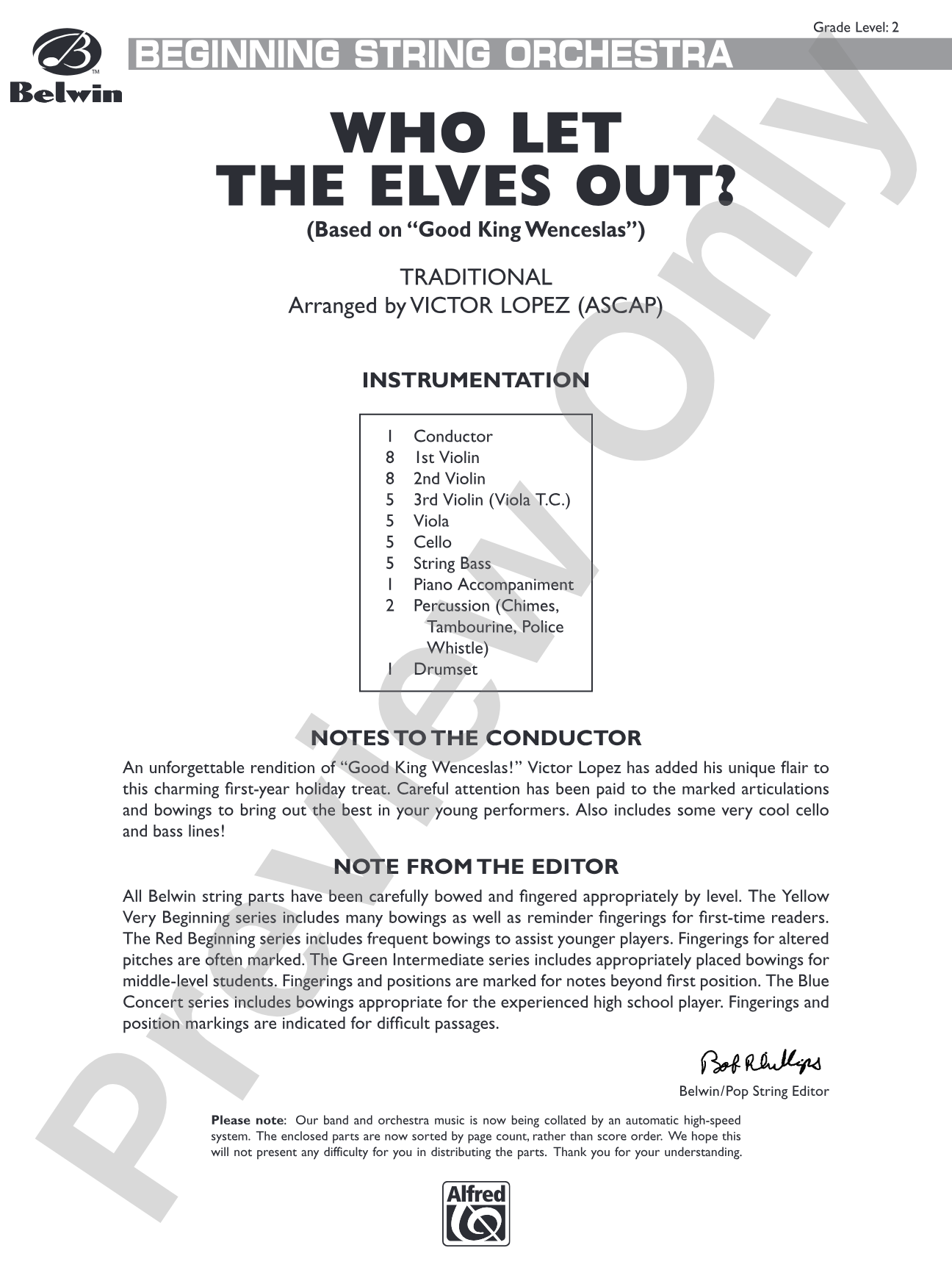 Who Let the Elves Out?: String Orchestra Conductor Score & Parts