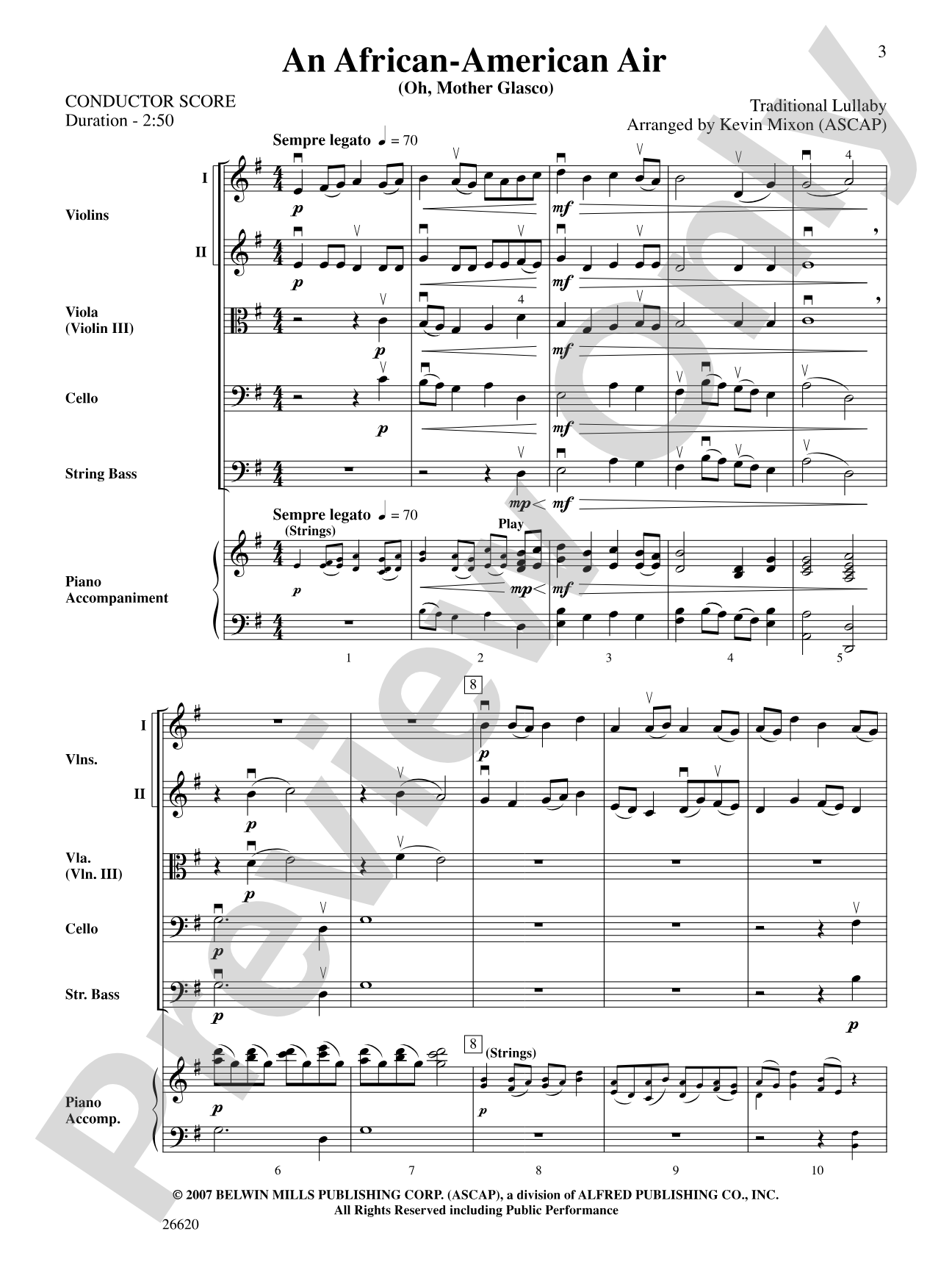 An African-American Air: String Orchestra Conductor Score & Parts