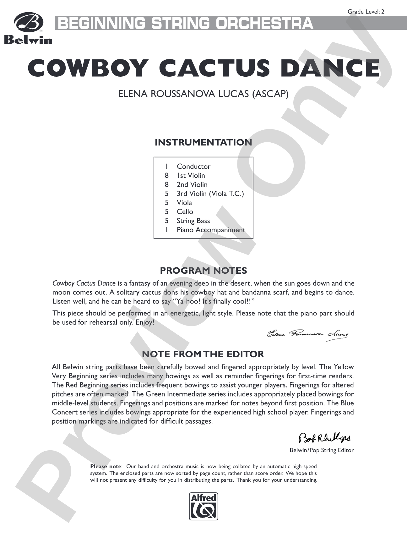 Cowboy Cactus Dance: String Orchestra Conductor Score & Parts