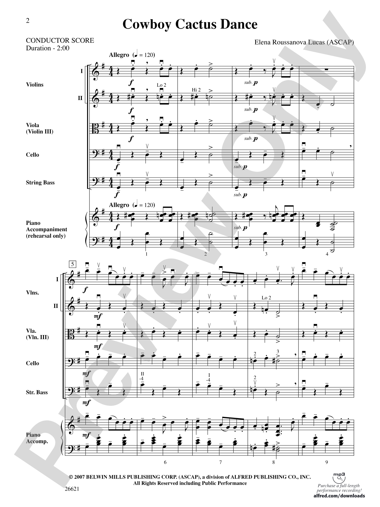 Cowboy Cactus Dance: String Orchestra Conductor Score & Parts