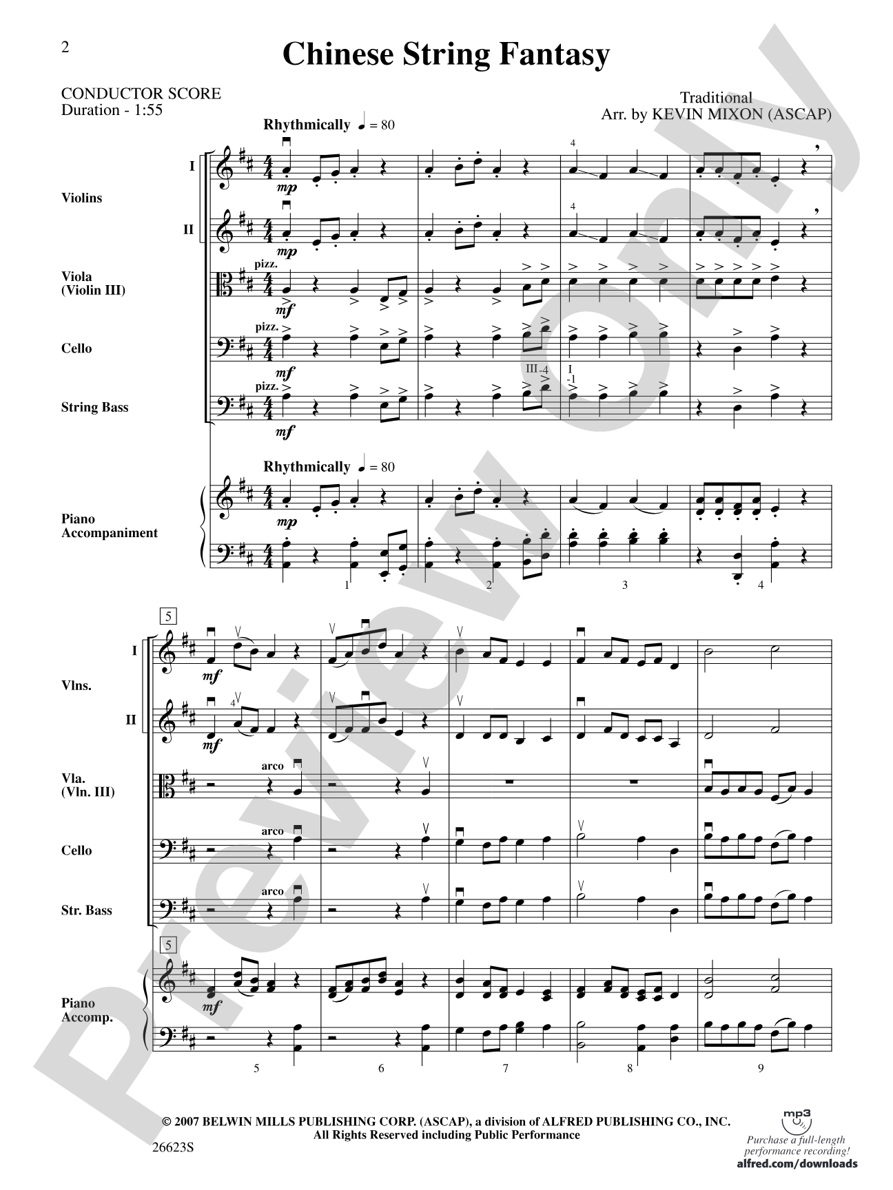 Chinese String Fantasy: String Orchestra Conductor Score & Parts