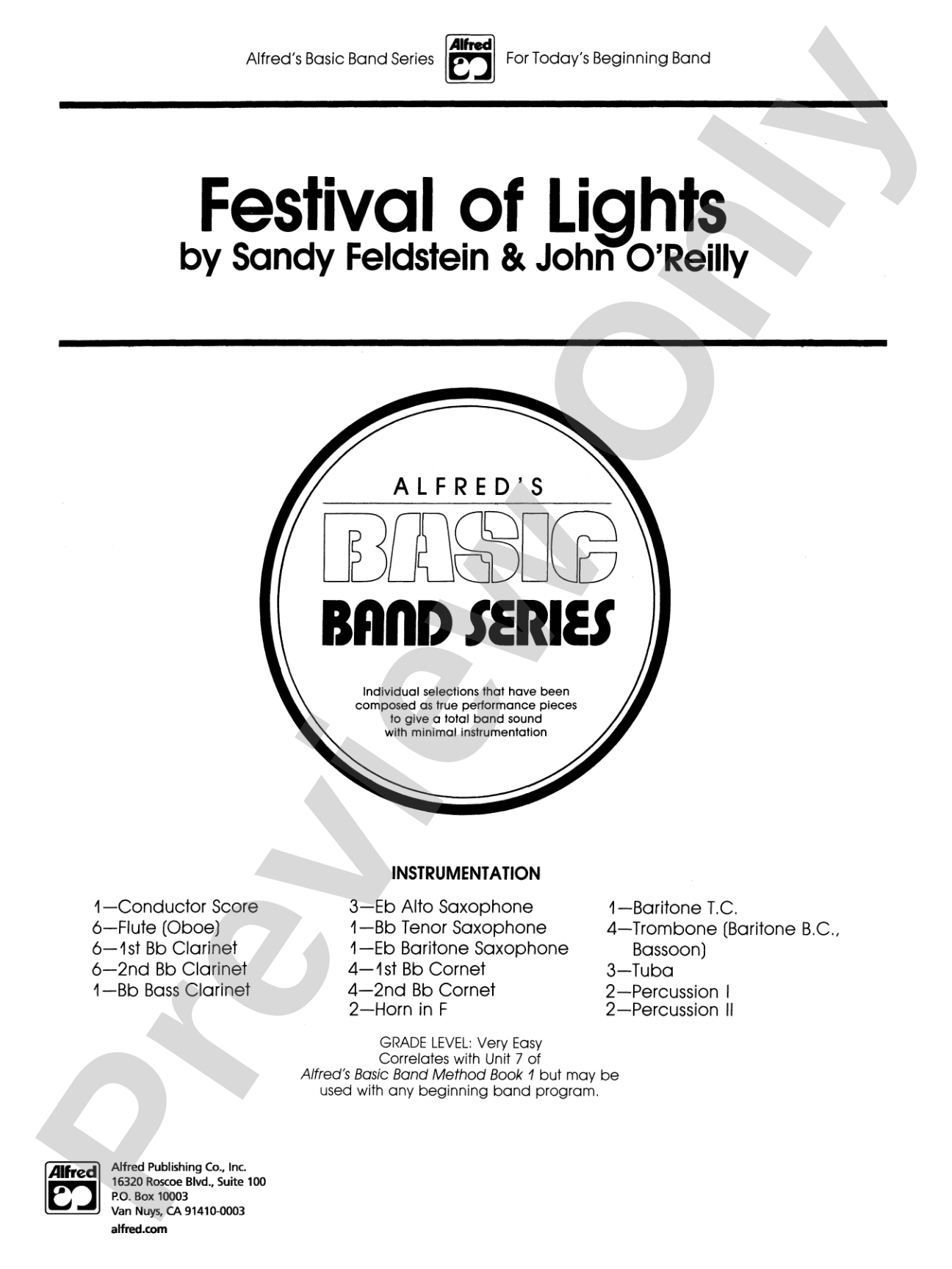 Festival of Lights (with optional chorus): Concert Band Conductor Score & Parts