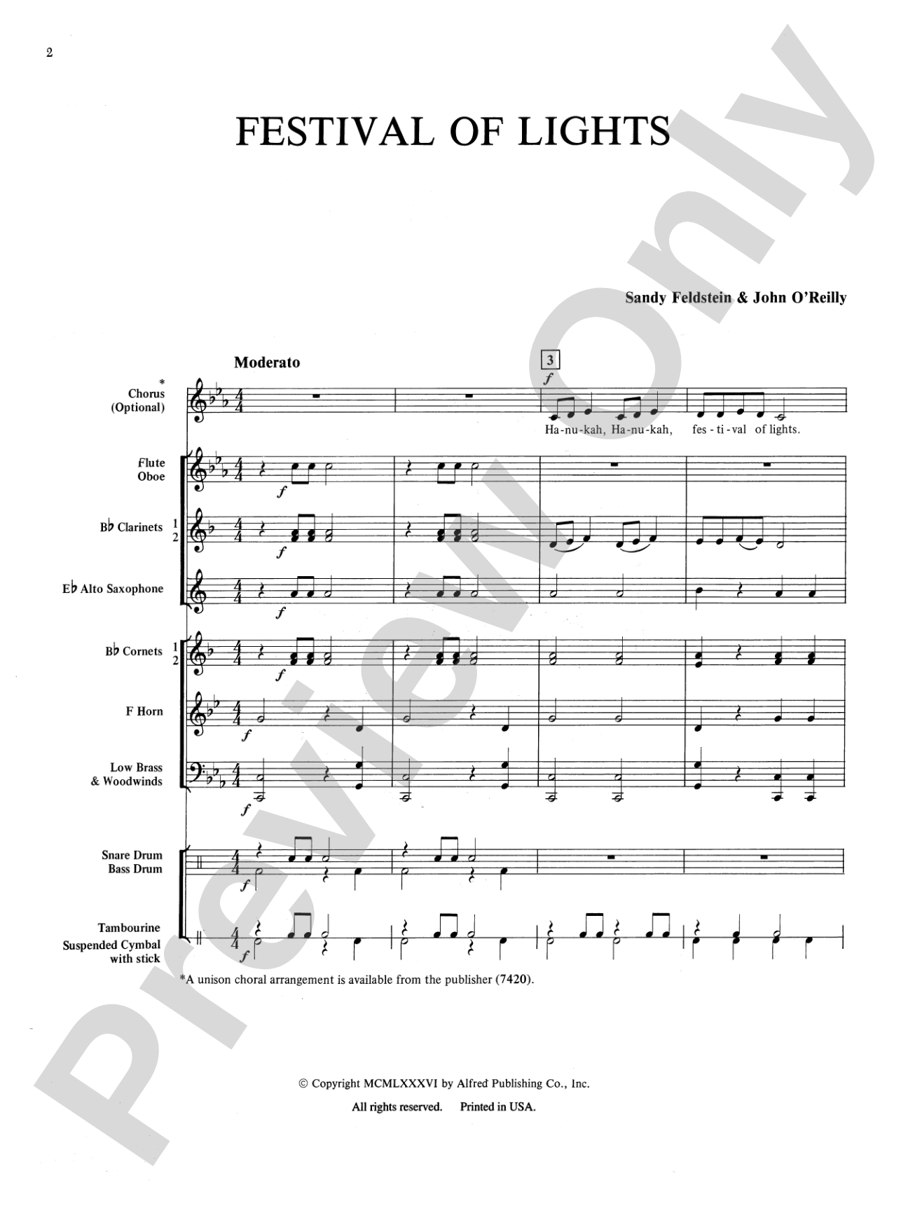 Festival of Lights (with optional chorus): Concert Band Conductor Score & Parts
