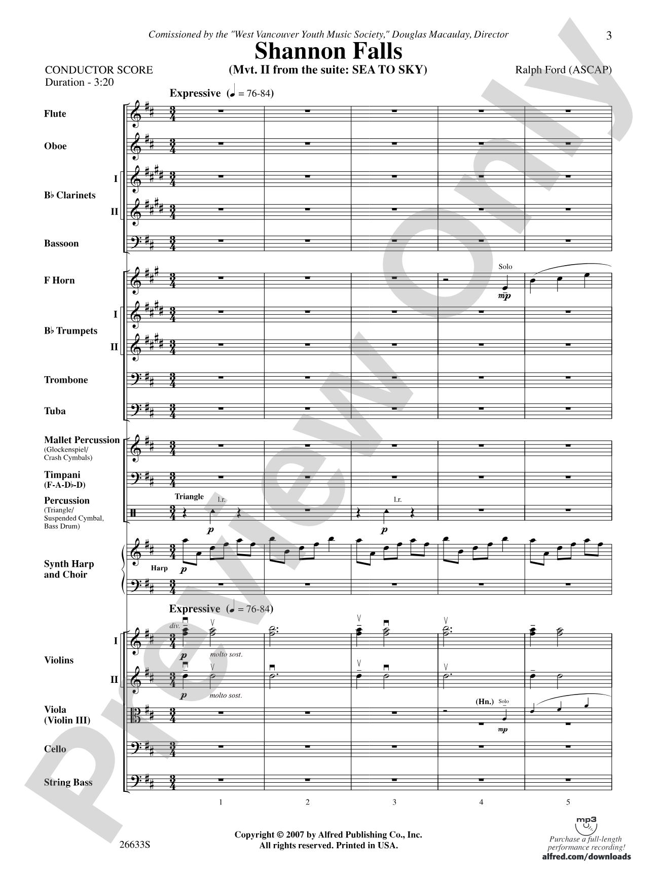 Shannon Falls: Full Orchestra Conductor Score & Parts