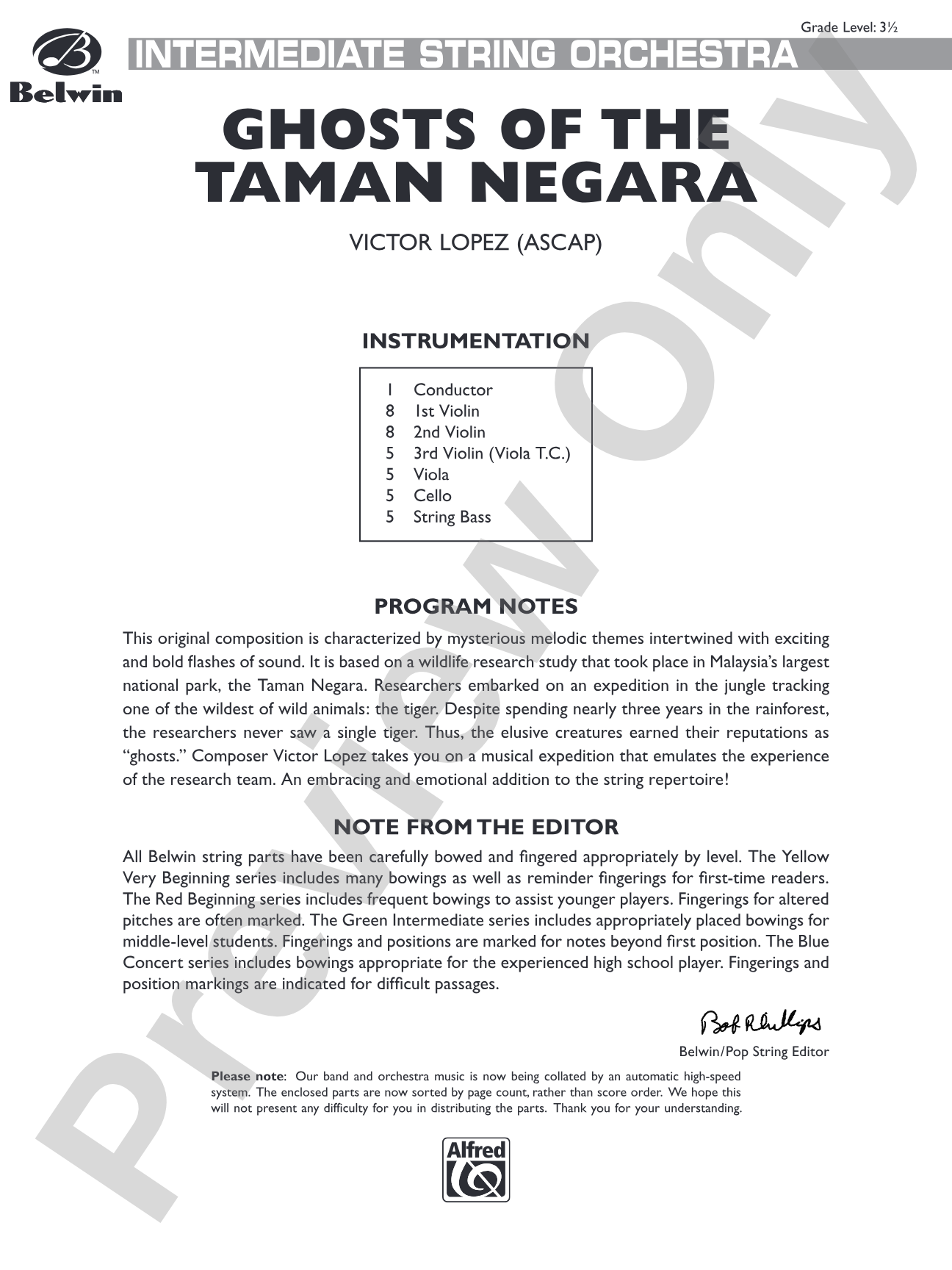 Ghosts of the Taman Negara: String Orchestra Conductor Score & Parts