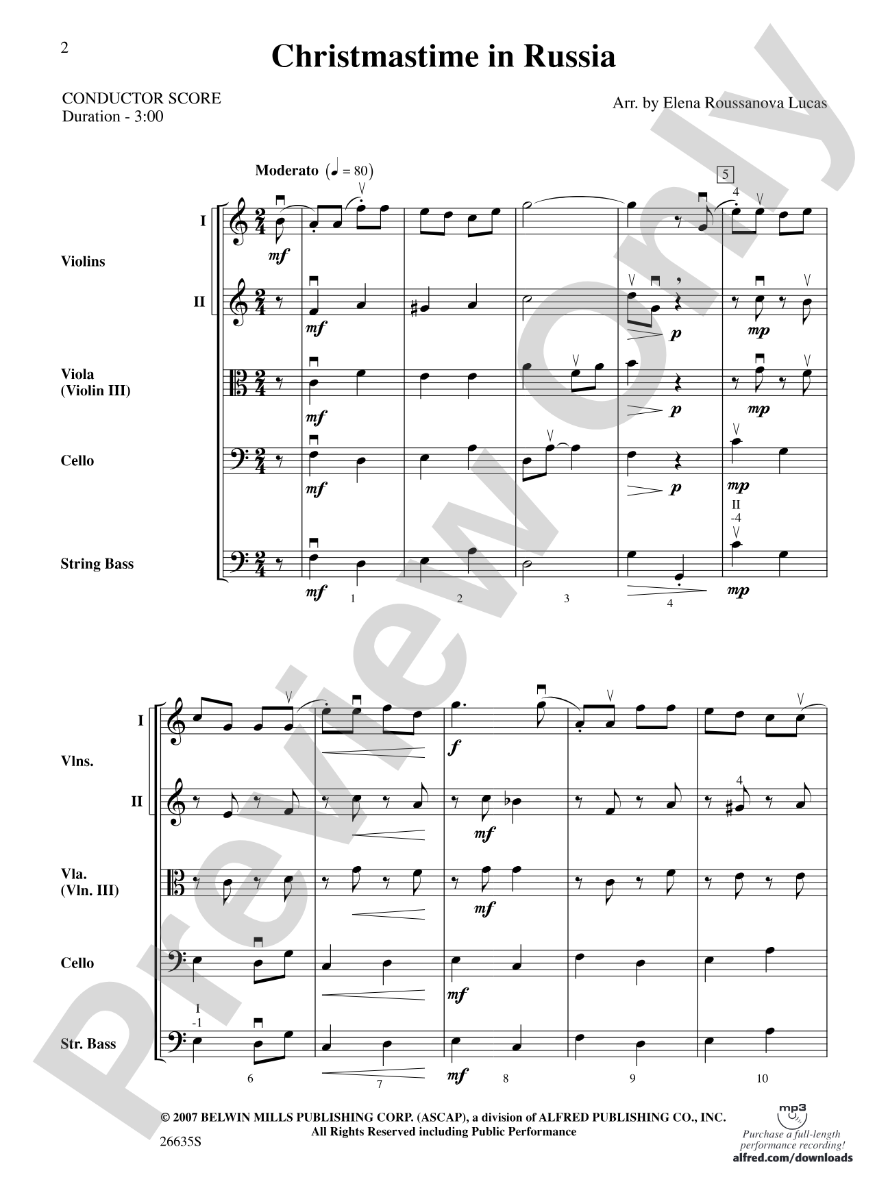 Christmastime in Russia: String Orchestra Conductor Score & Parts
