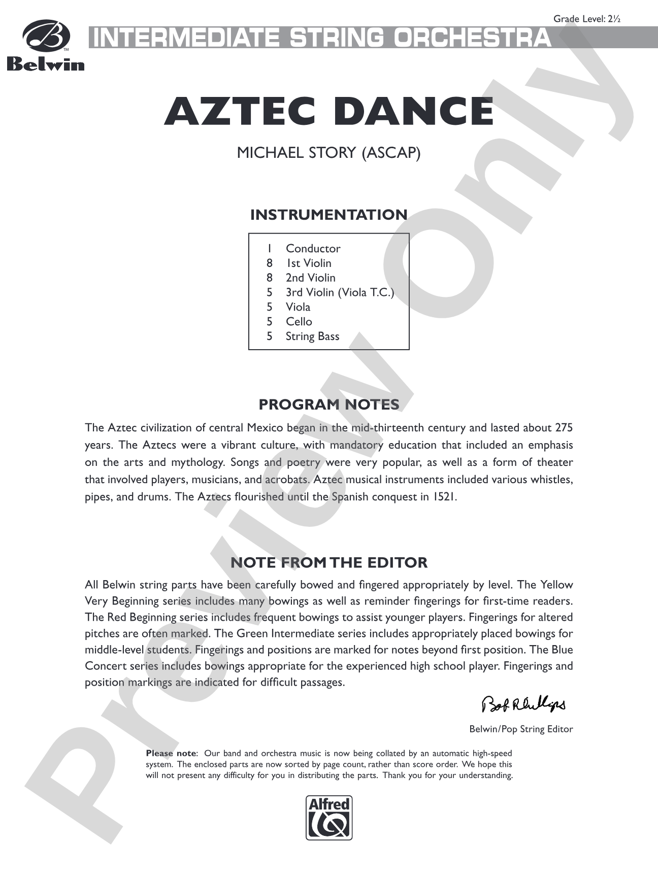 Aztec Dance: String Orchestra Conductor Score & Parts