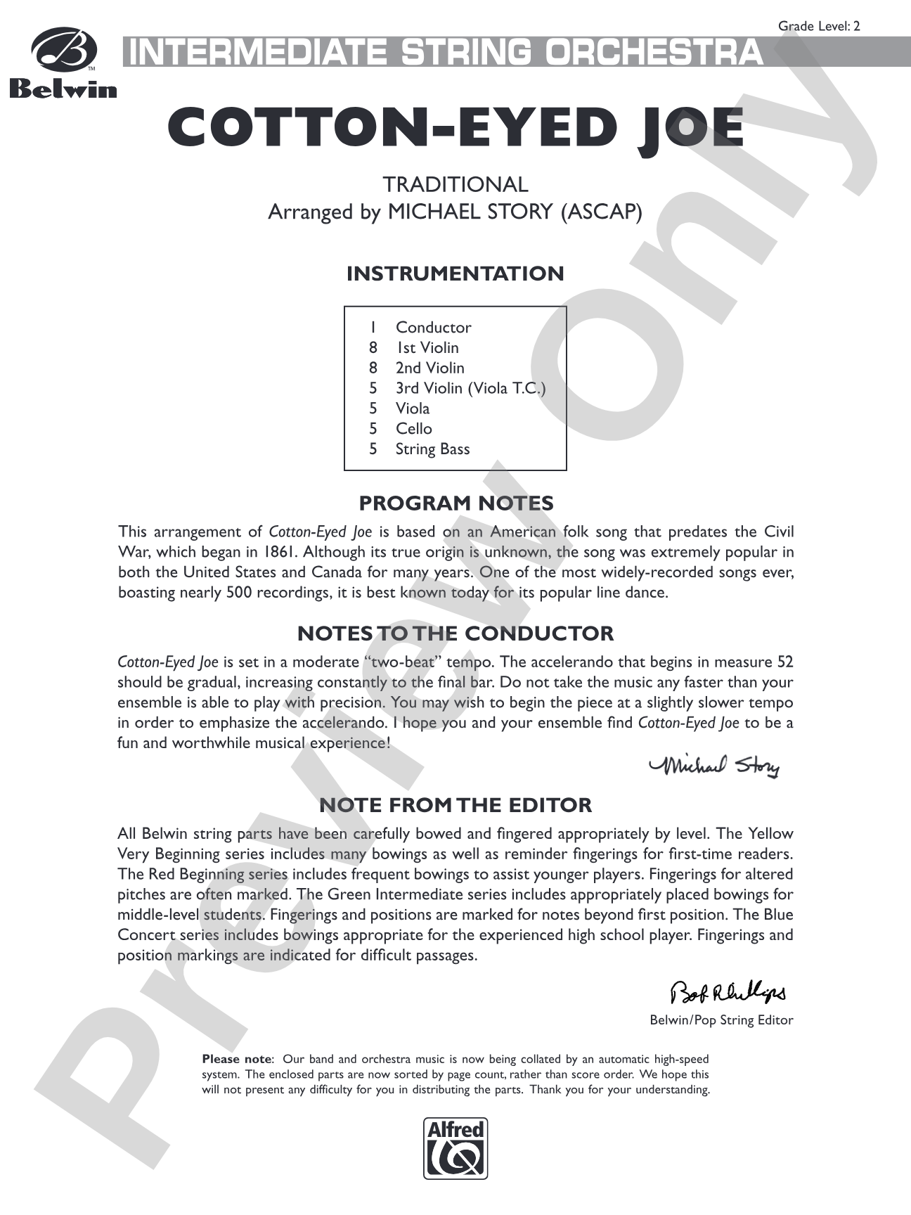 Cotton-Eyed Joe: String Orchestra Conductor Score & Parts