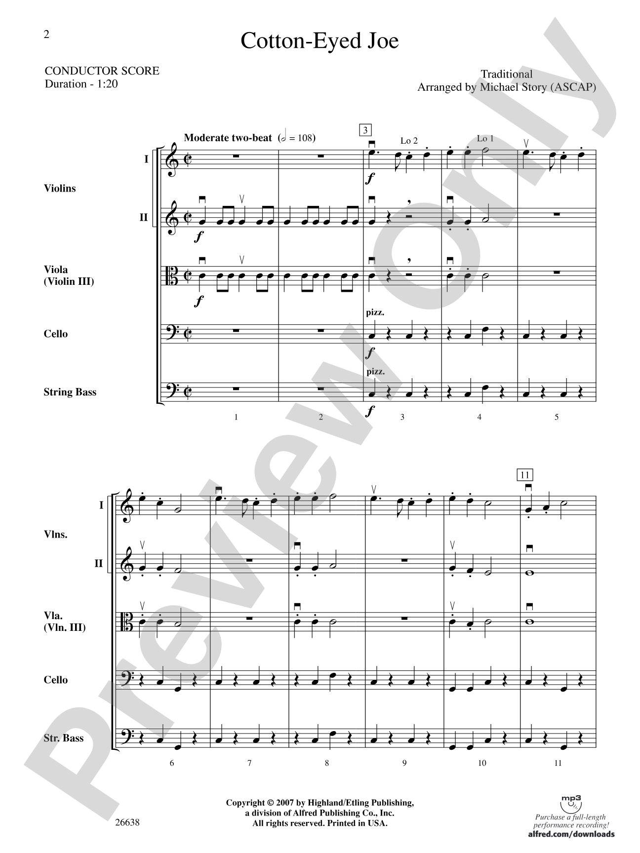 Cotton-Eyed Joe: String Orchestra Conductor Score & Parts
