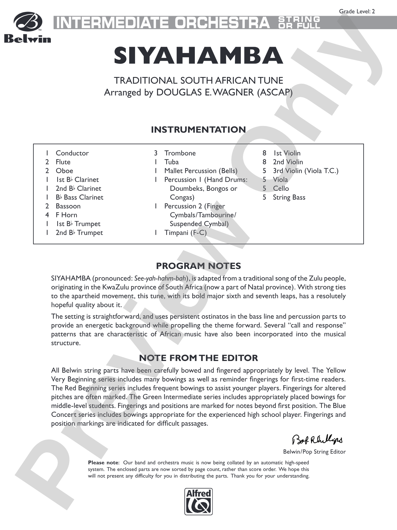 Siyahamba: Full Orchestra Conductor Score & Parts