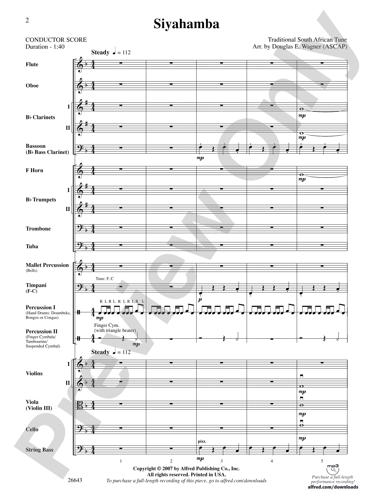 Siyahamba: Full Orchestra Conductor Score & Parts