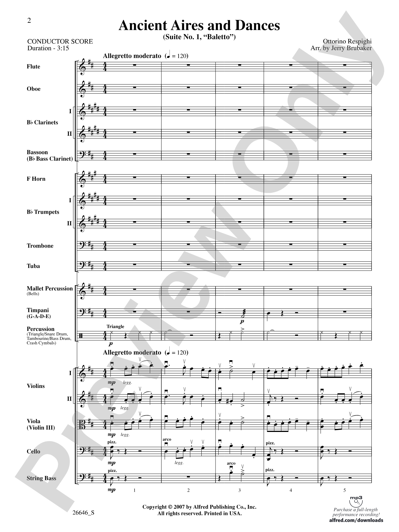 Ancient Aires and Dances, Suite No. 1 (Balletto): Full Orchestra Conductor Score & Parts
