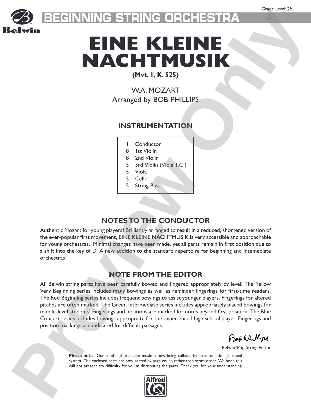 Eine Kleine Nachtmusik: Score