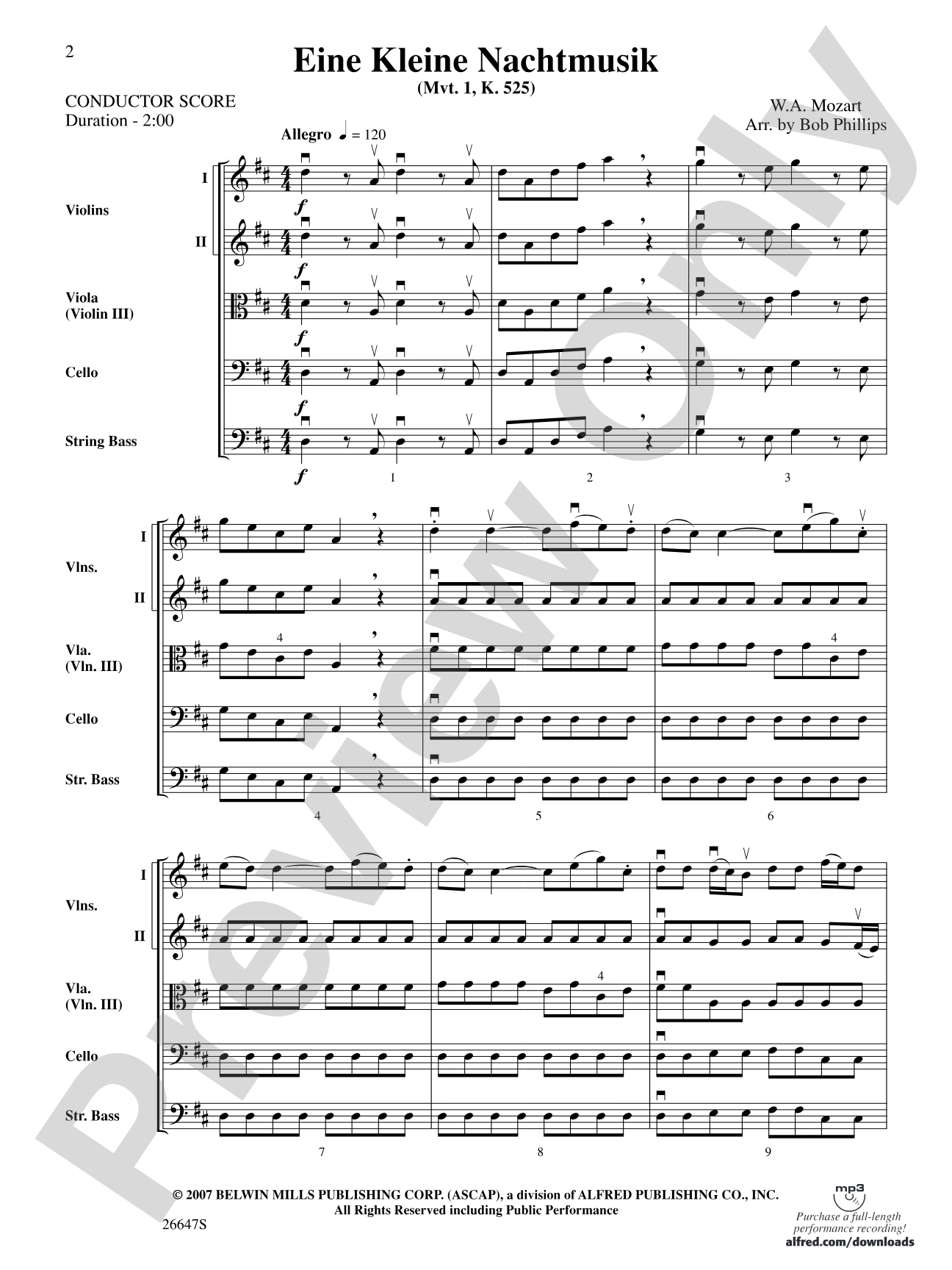 Eine Kleine Nachtmusik: Score