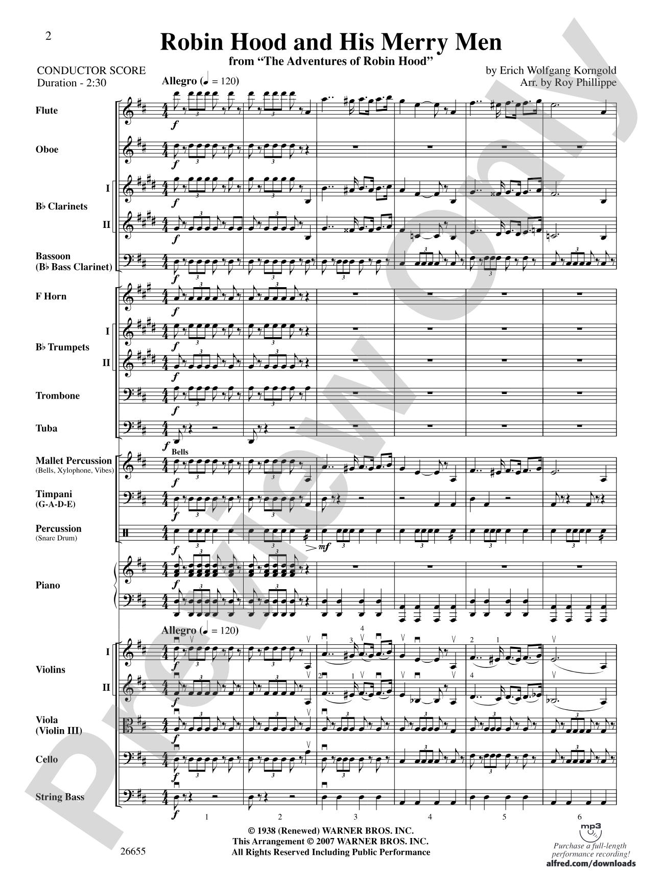 Robin Hood and His Merry Men: Score