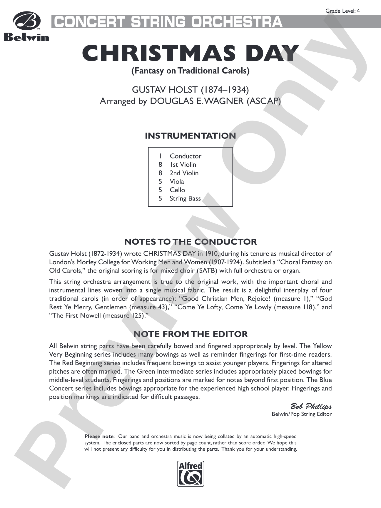 Christmas Day: String Orchestra Conductor Score & Parts