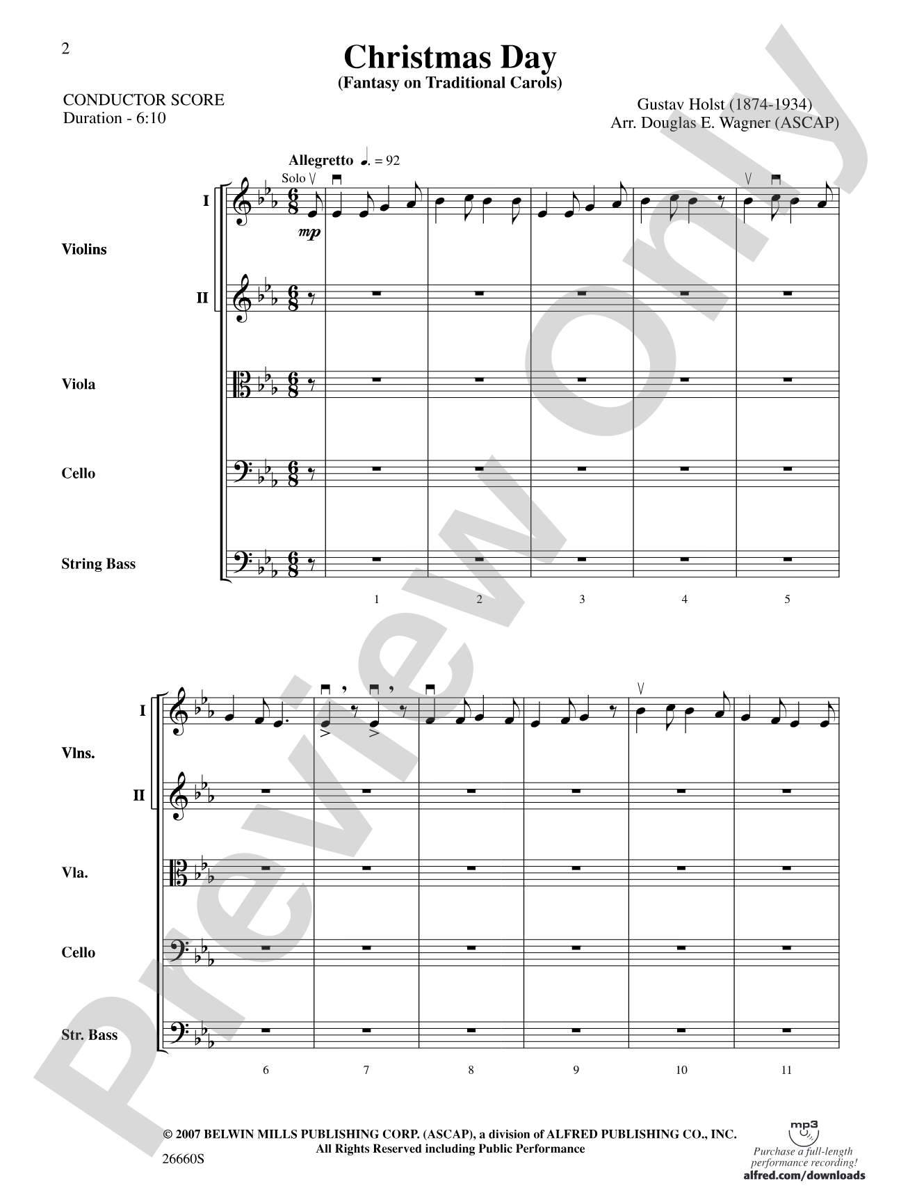 Christmas Day: String Orchestra Conductor Score & Parts
