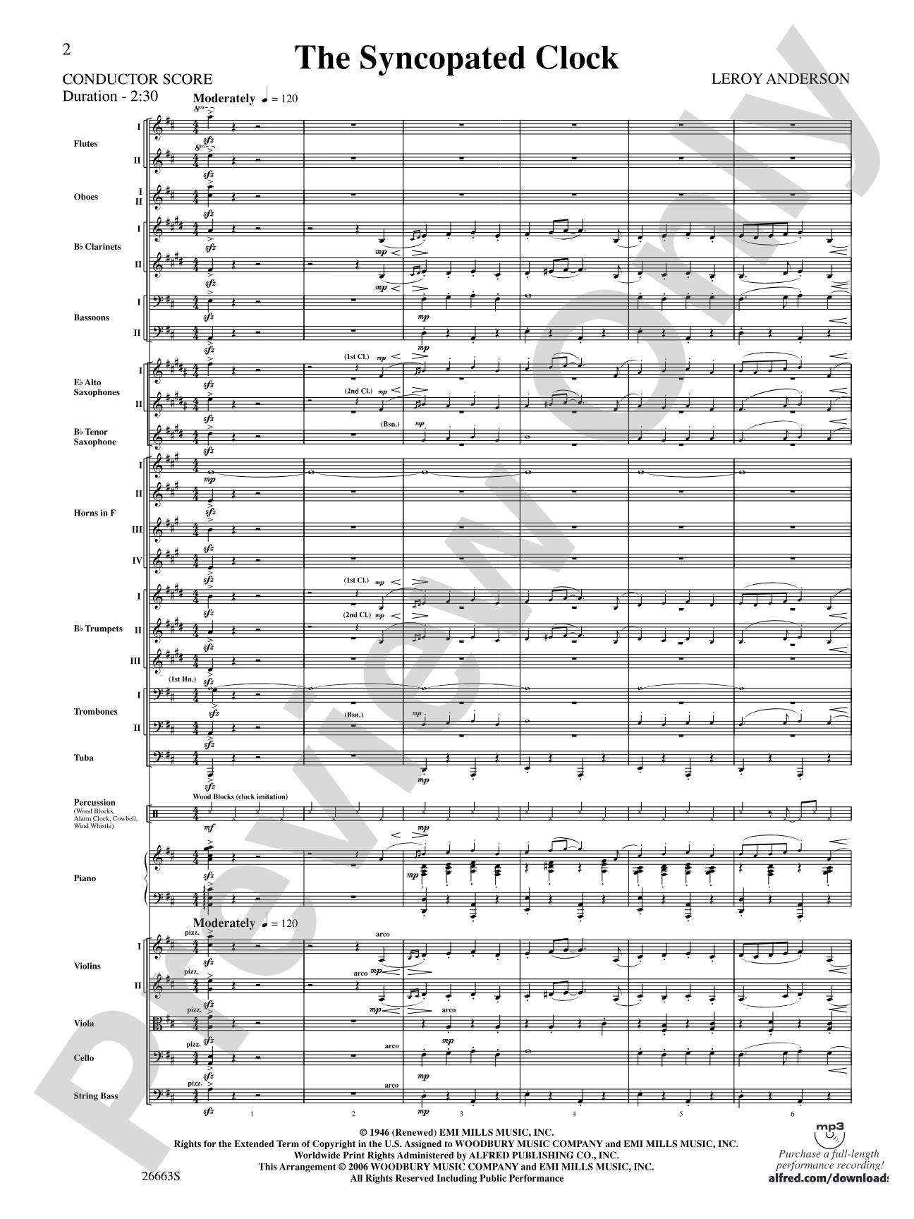 The Syncopated Clock: Full Orchestra Conductor Score & Parts