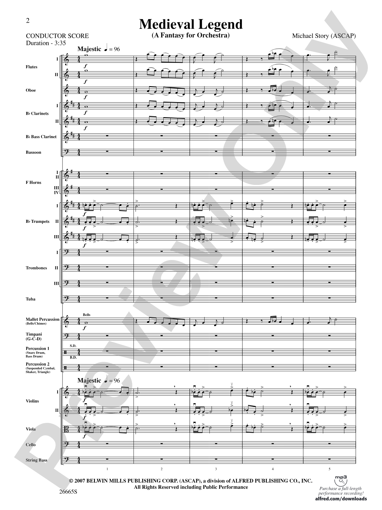 Medieval Legend: Full Orchestra Conductor Score & Parts