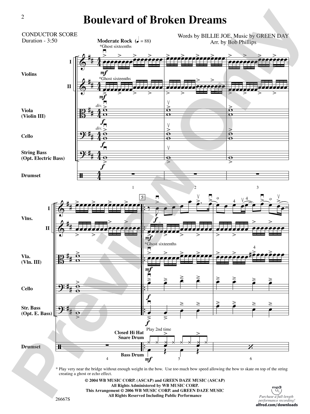 Boulevard of Broken Dreams: String Orchestra Conductor Score & Parts