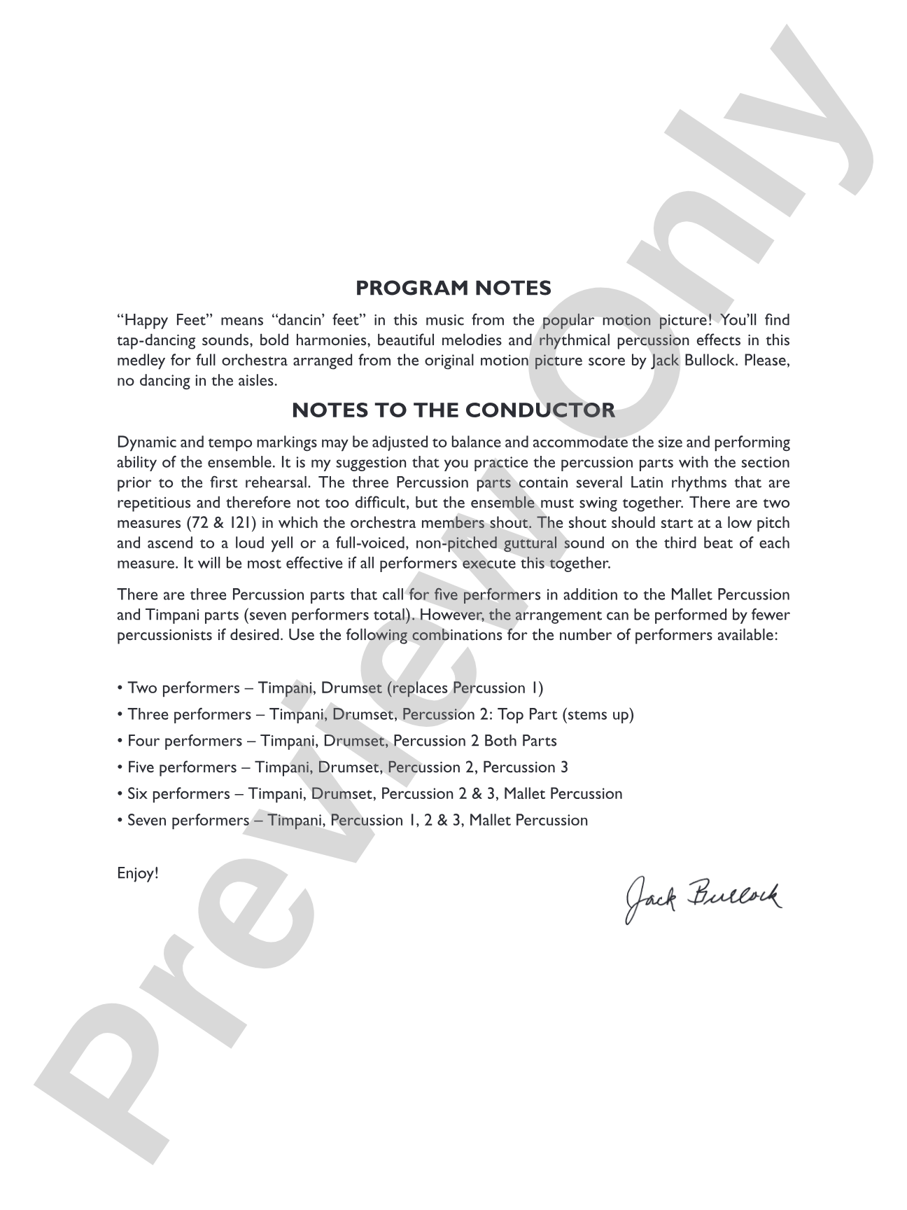 The Story of Mumble Happy Feet: Full Orchestra Conductor Score & Parts