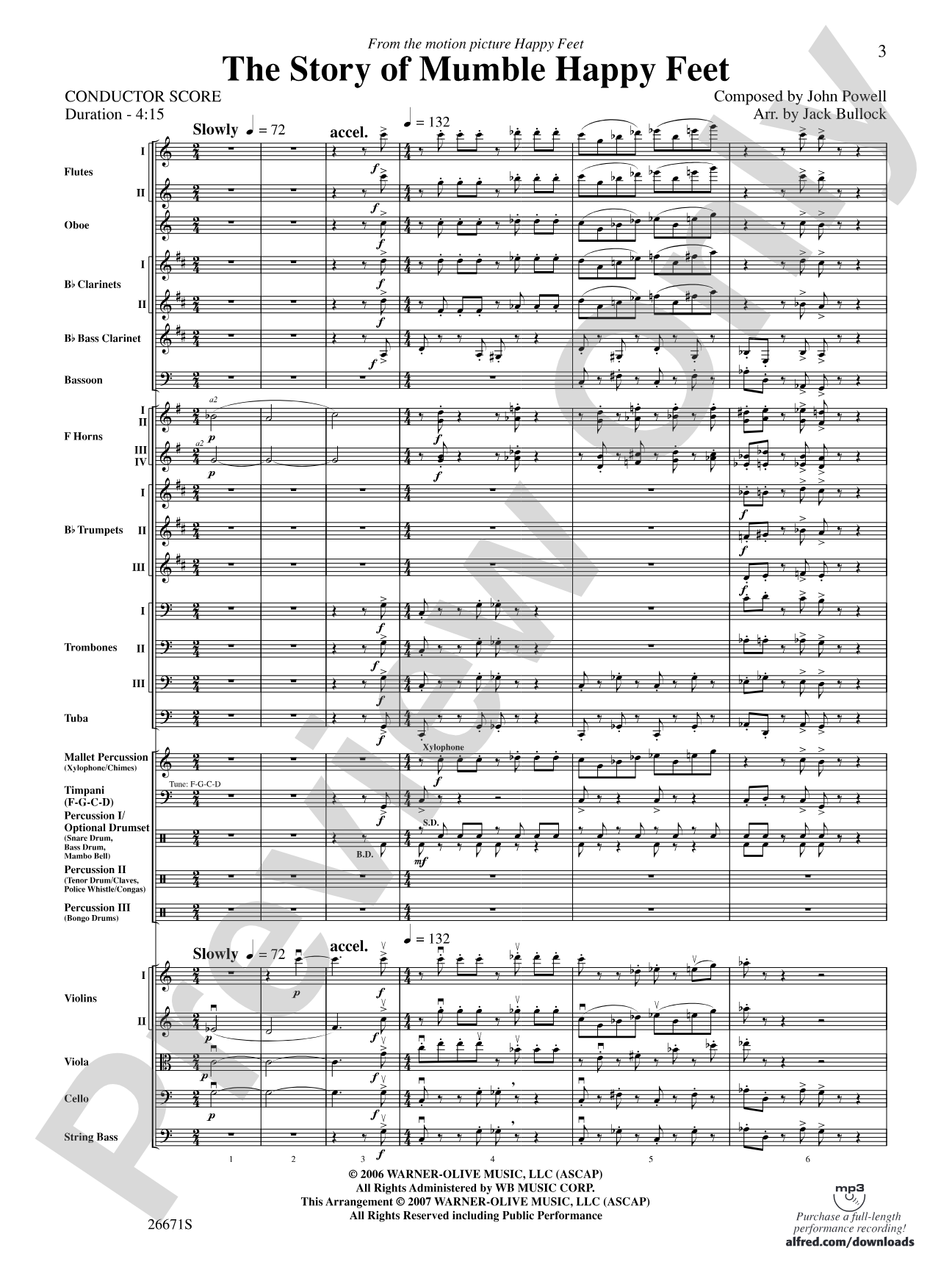 The Story of Mumble Happy Feet: Full Orchestra Conductor Score & Parts