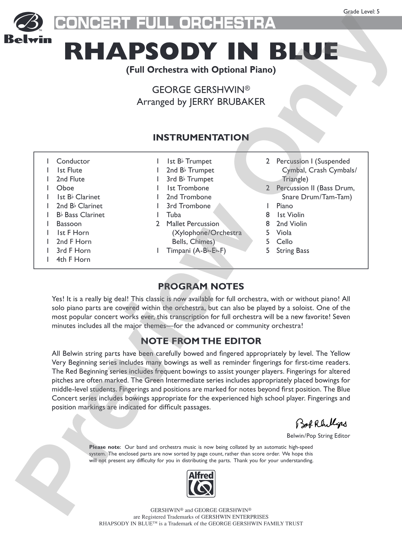 Rhapsody in Blue: Score