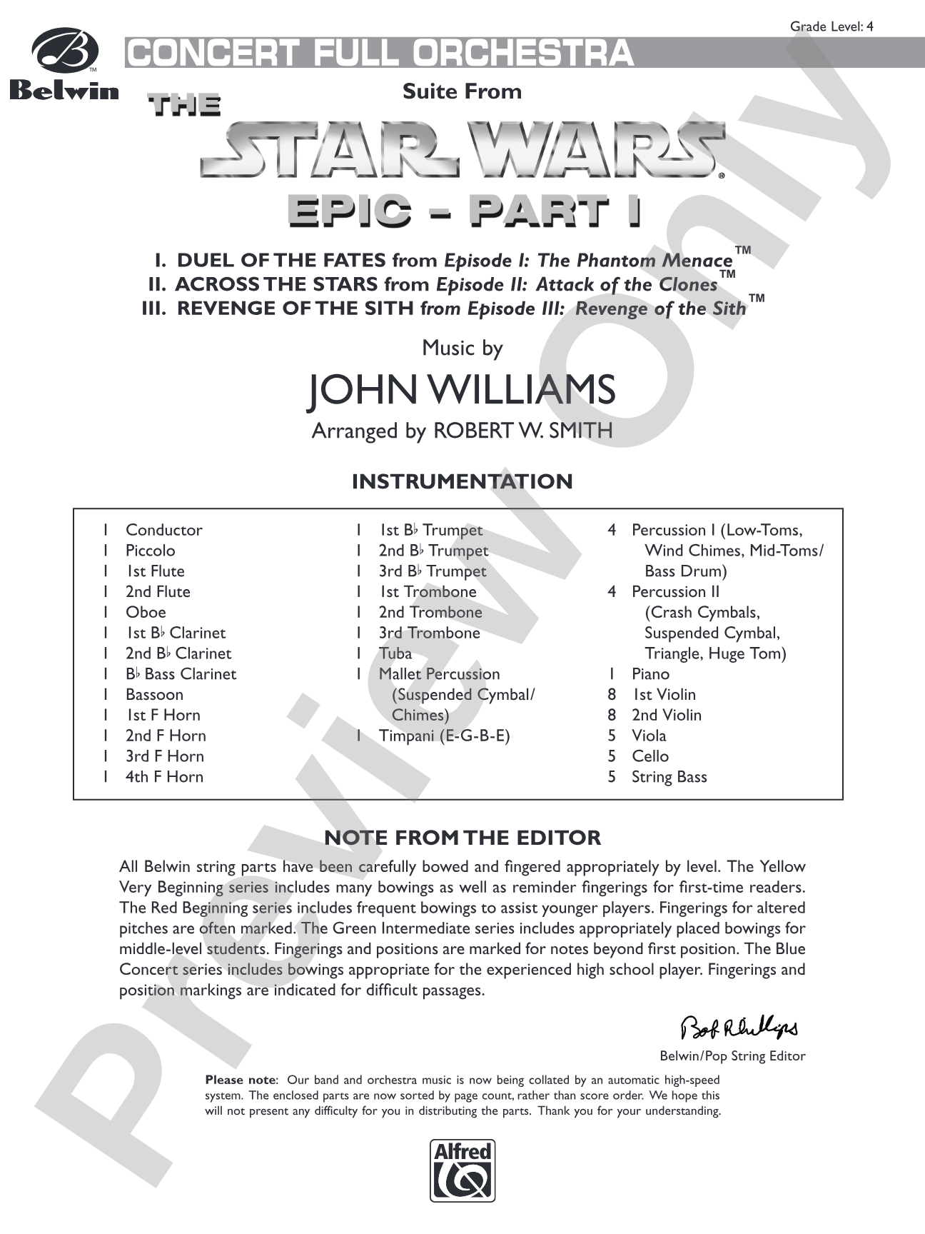 Suite from the Star Wars Epic -- Part I: Score