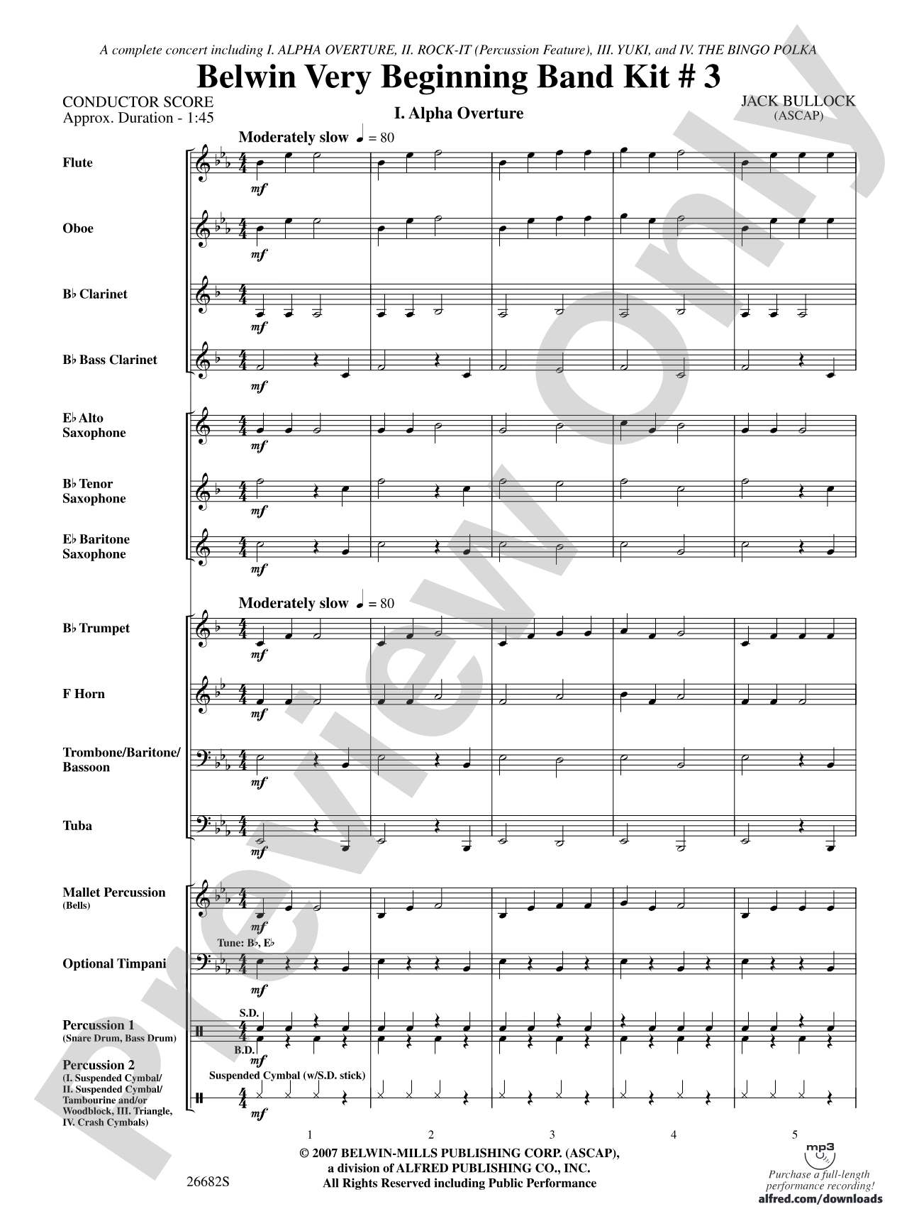Belwin Very Beginning Band Kit #3: Concert Band Conductor Score & Parts