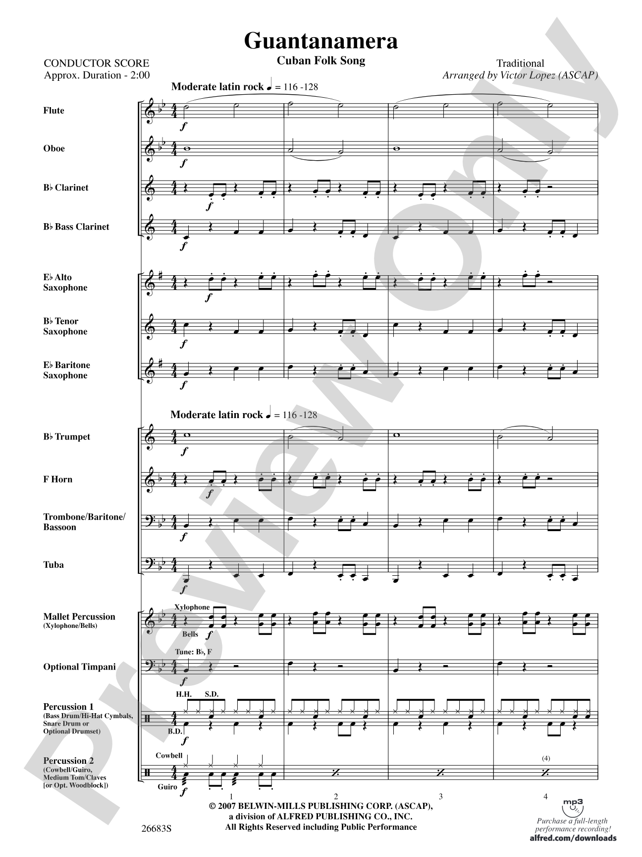 Guantanamera: Concert Band Conductor Score & Parts