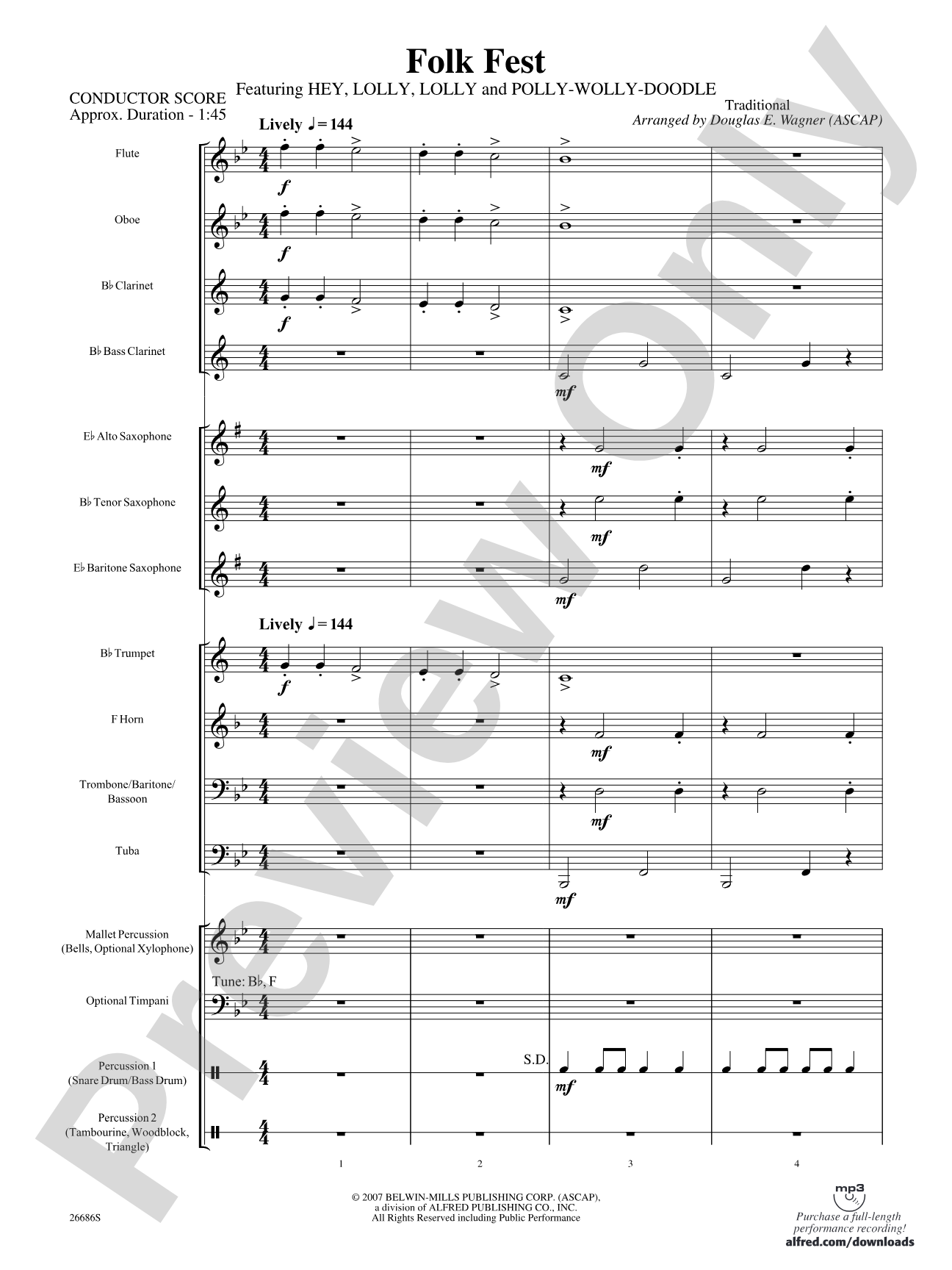 Folk Fest: Concert Band Conductor Score & Parts