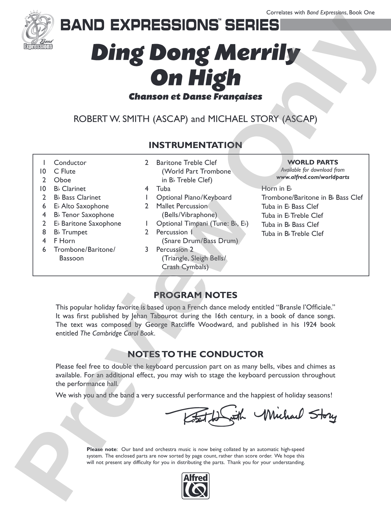 Ding Dong Merrily on High: Concert Band Conductor Score & Parts