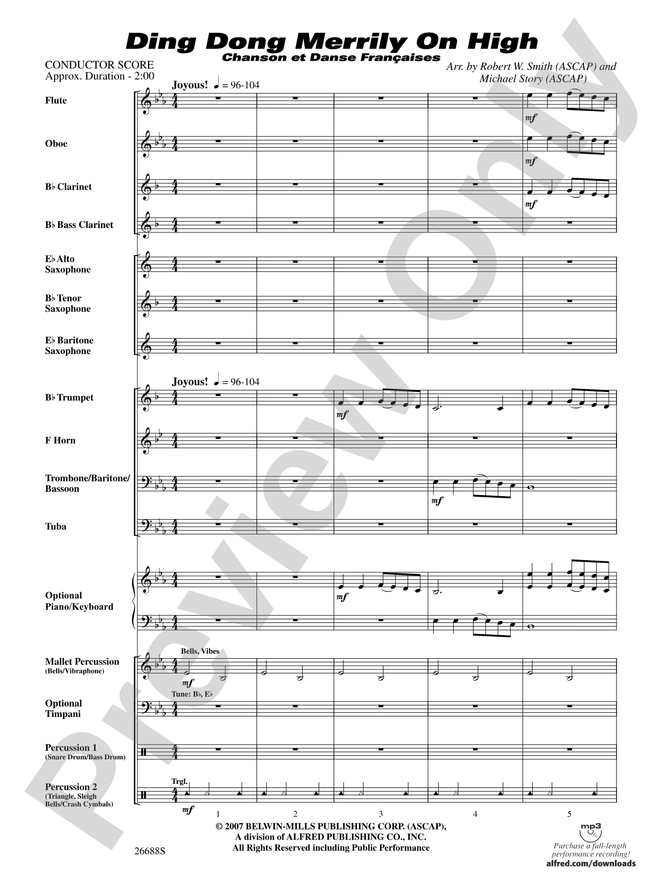 Ding Dong Merrily on High: Concert Band Conductor Score & Parts