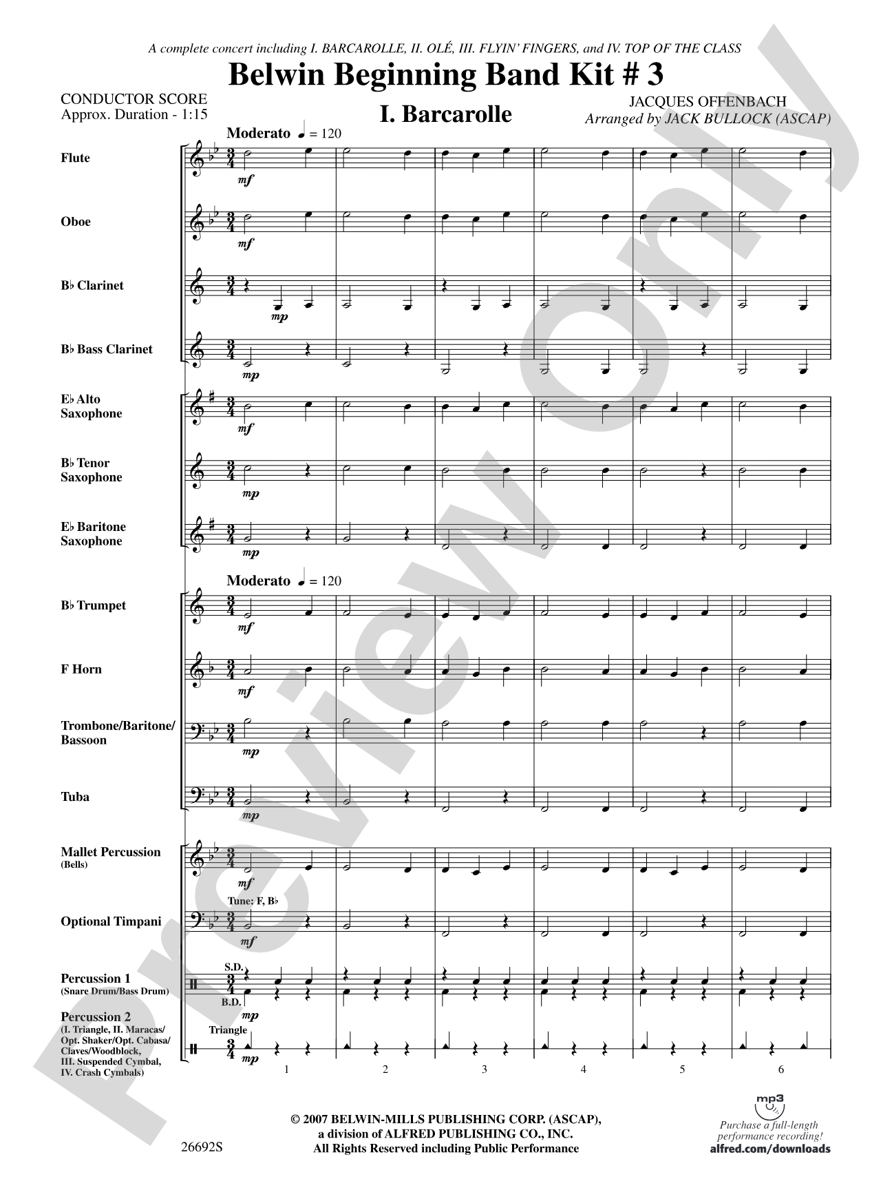 Belwin Beginning Band Kit #3: Concert Band Conductor Score & Parts