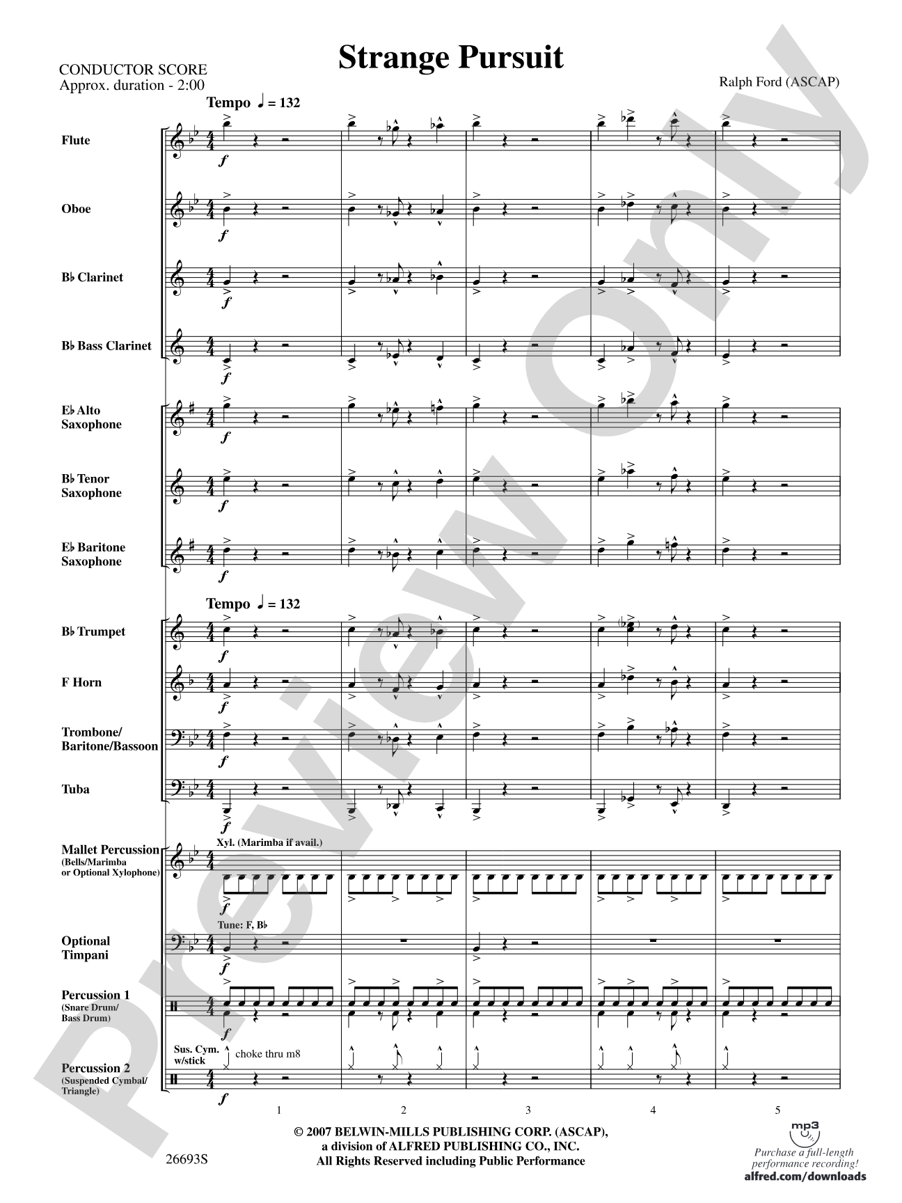 Strange Pursuit: Concert Band Conductor Score & Parts